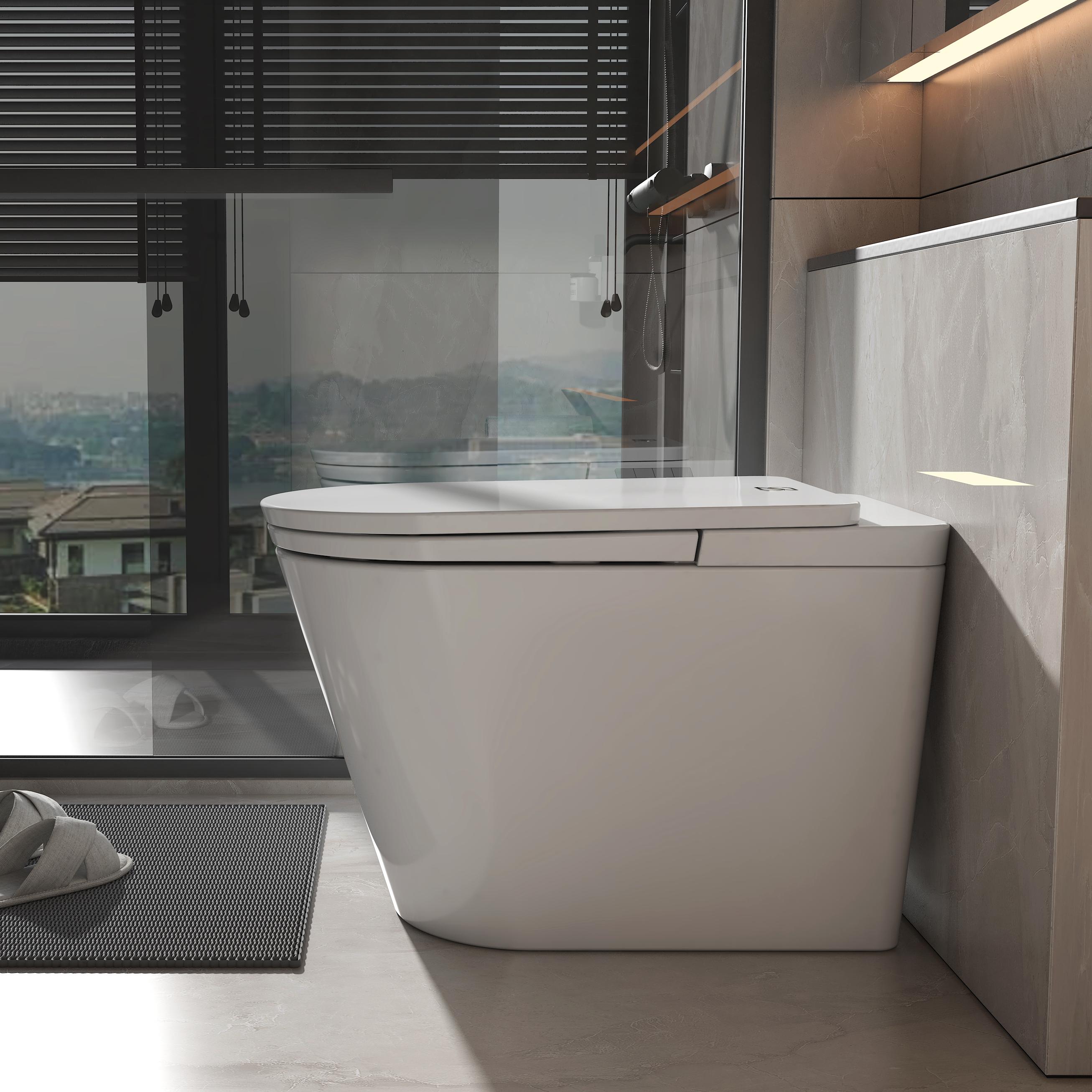 Luxury Smart Bidet Toilet with Heated Seat and Auto Flush, White, Gold, or Silver Seat Cover