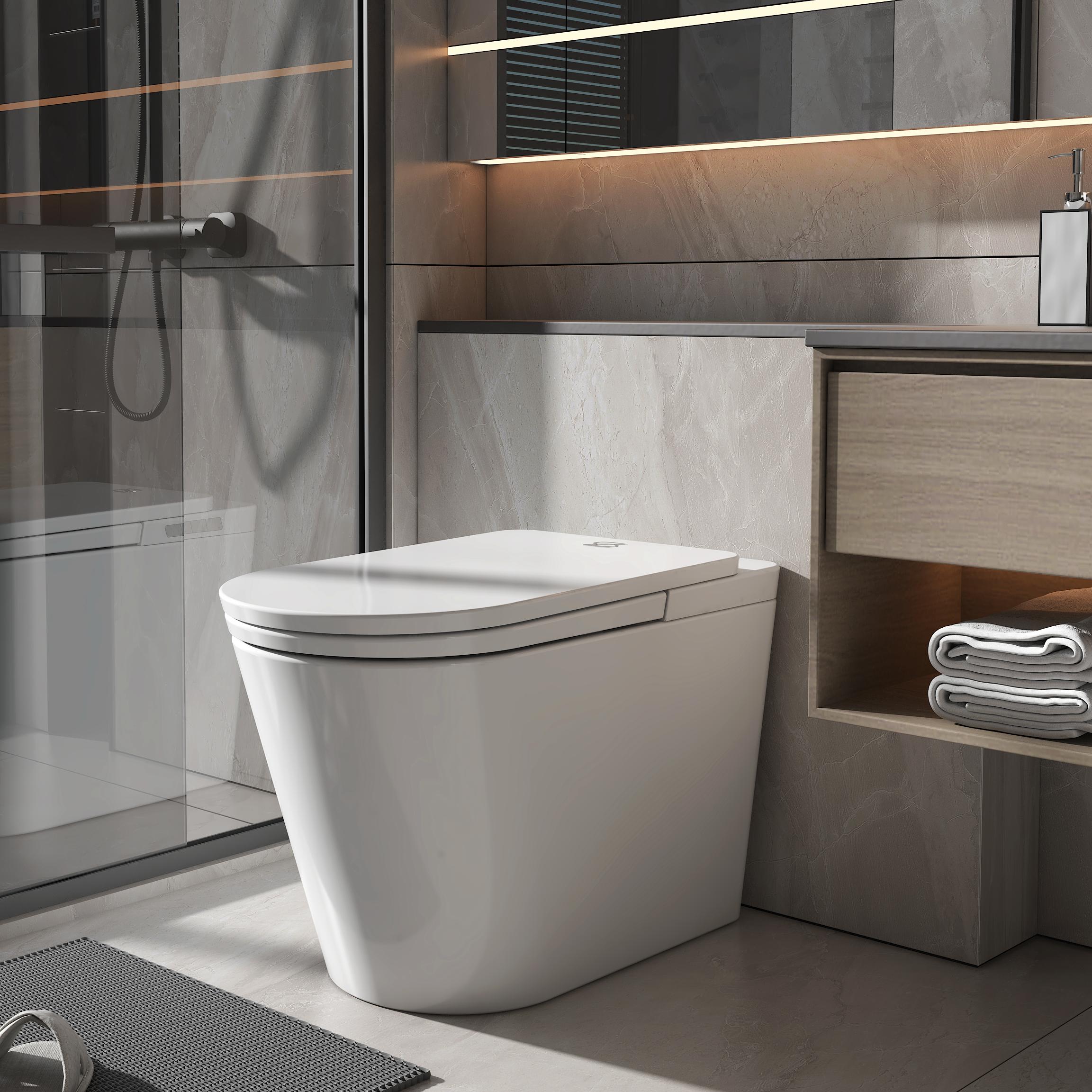 Luxury Smart Bidet Toilet with Heated Seat and Auto Flush, White, Gold, or Silver Seat Cover