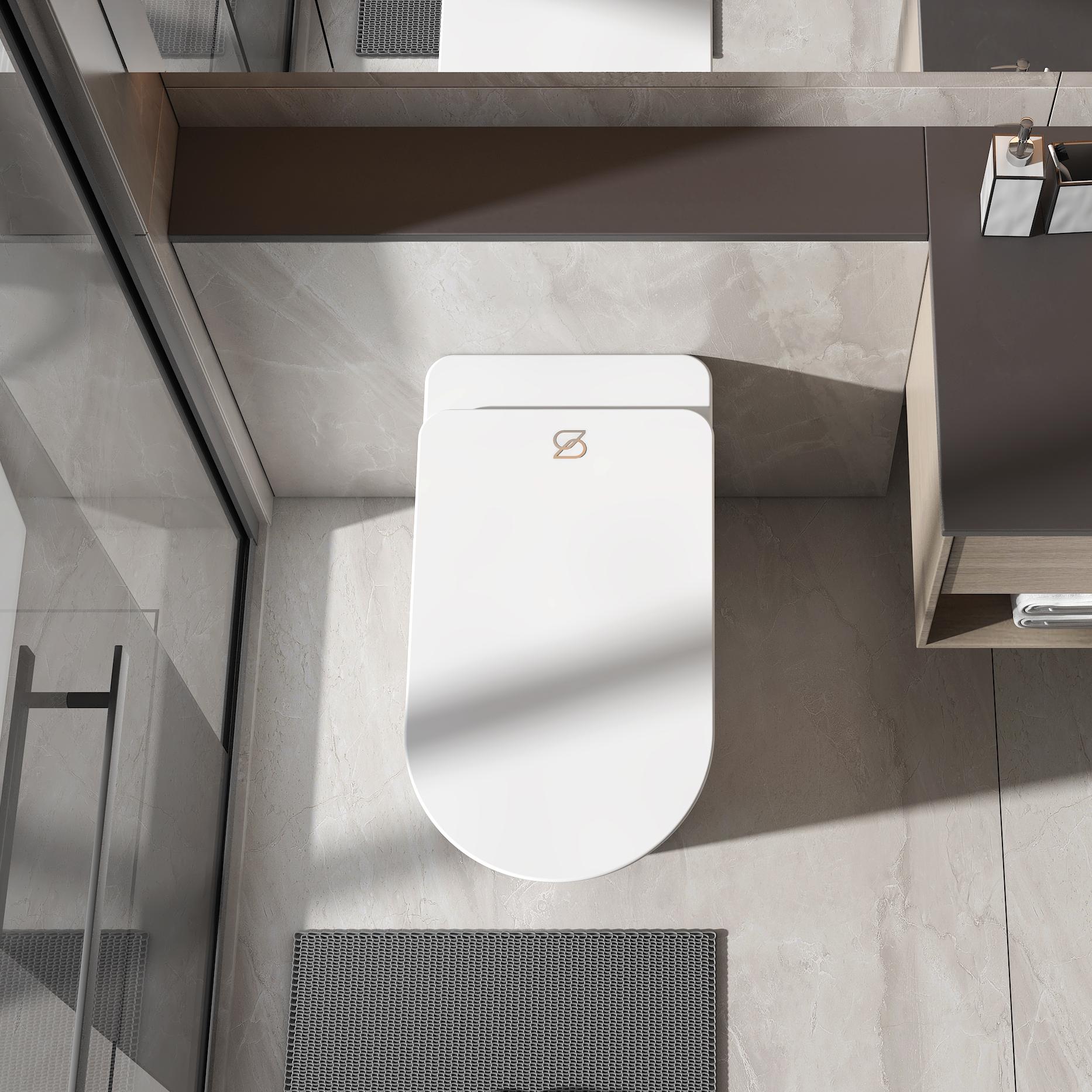 Luxury Smart Bidet Toilet with Heated Seat and Auto Flush, White, Gold, or Silver Seat Cover