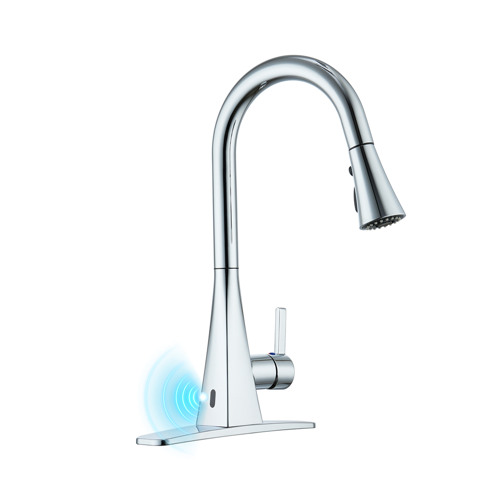 Touchless Dual-Sensor Pull-Down Kitchen Faucet with Modern Design