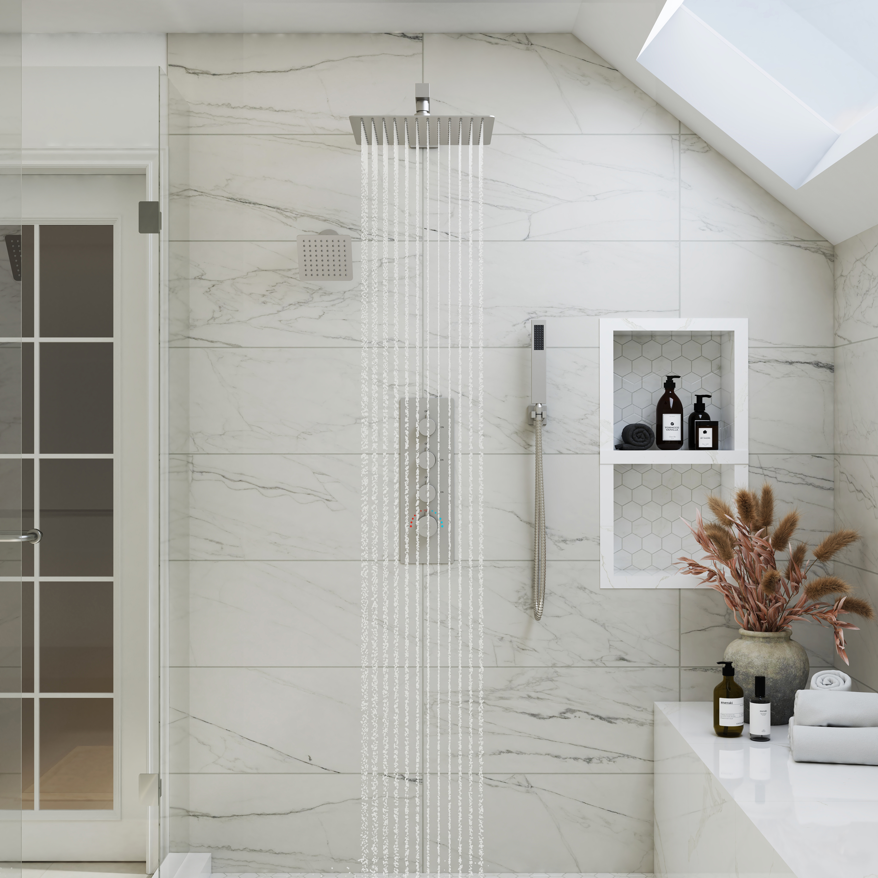 12-inch 3-Function Wall Mounted Dual Shower System with Thermostatic Valve