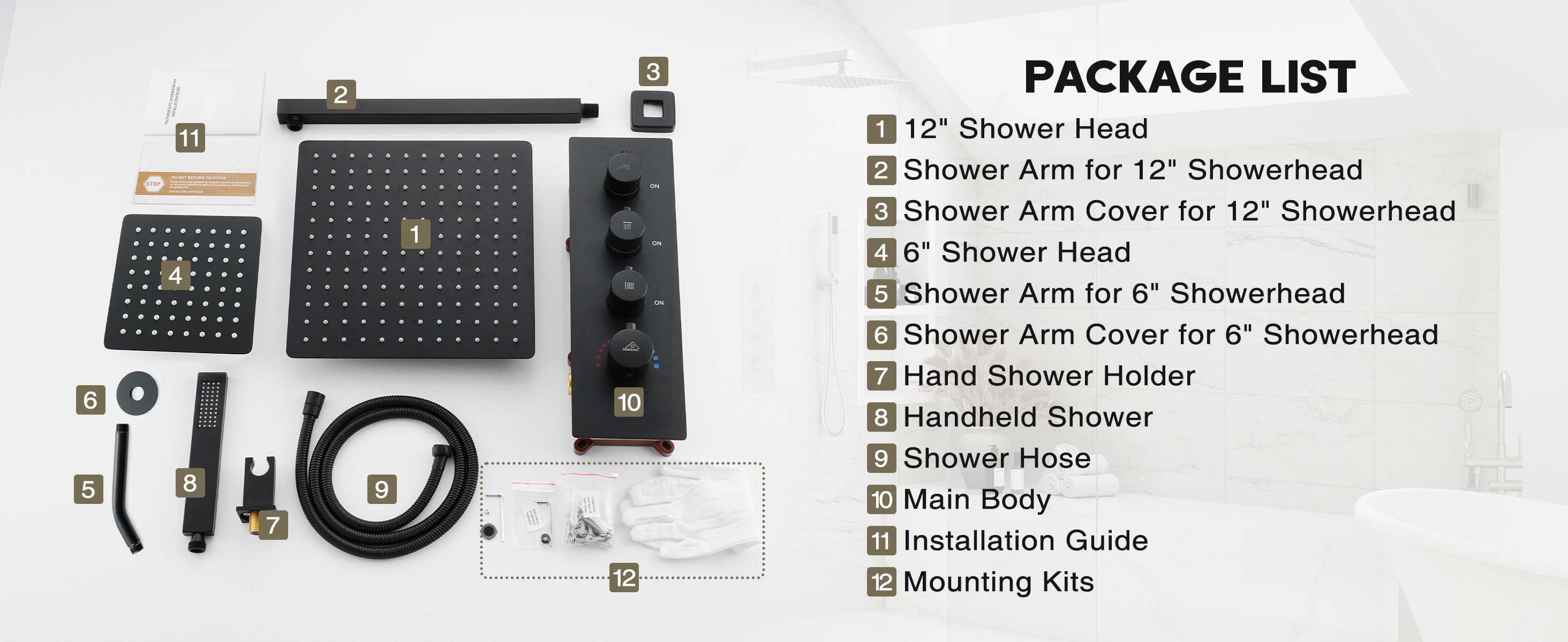 Rain Shower System Package List