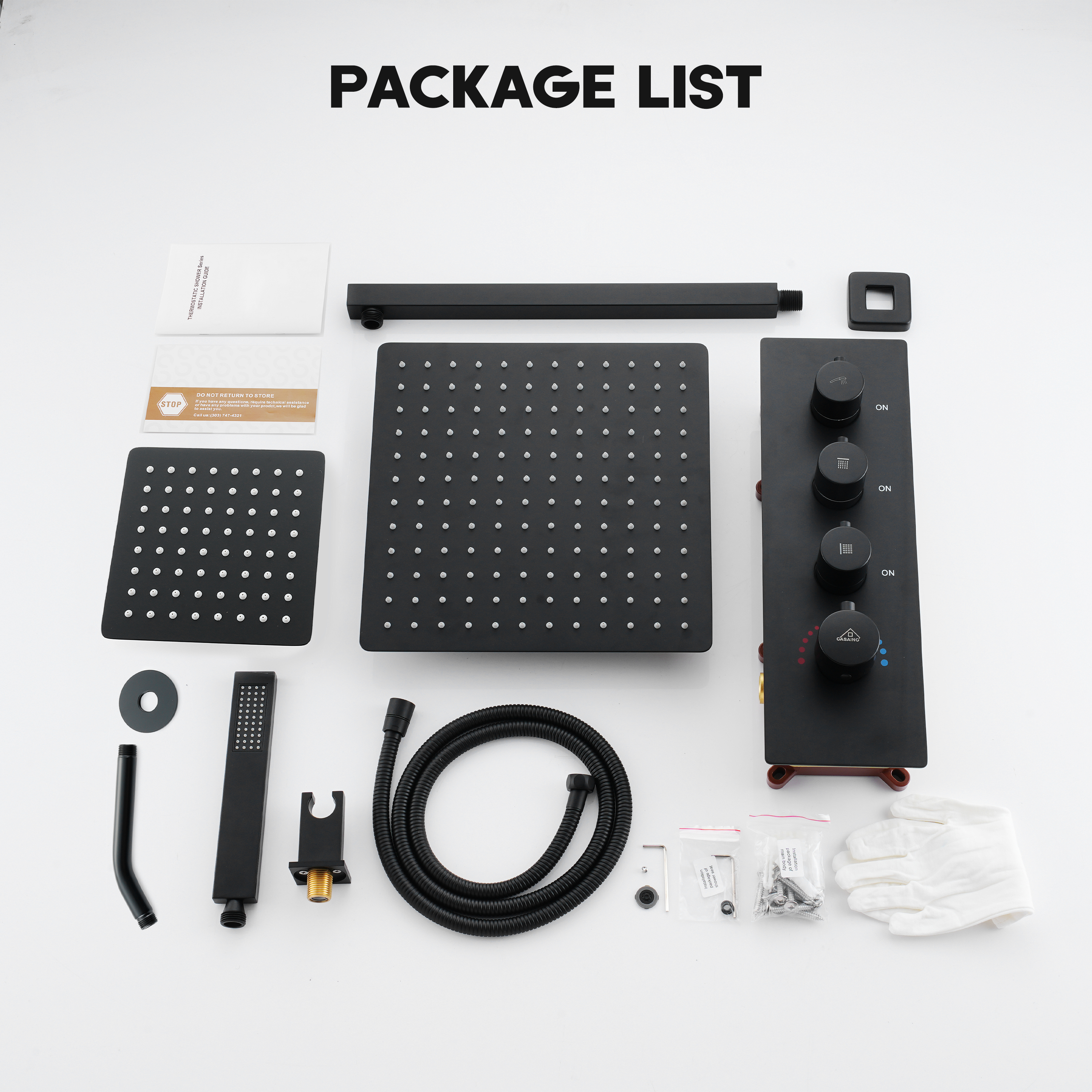 12-inch 3-Function Wall Mounted Dual Shower System with Thermostatic Valve