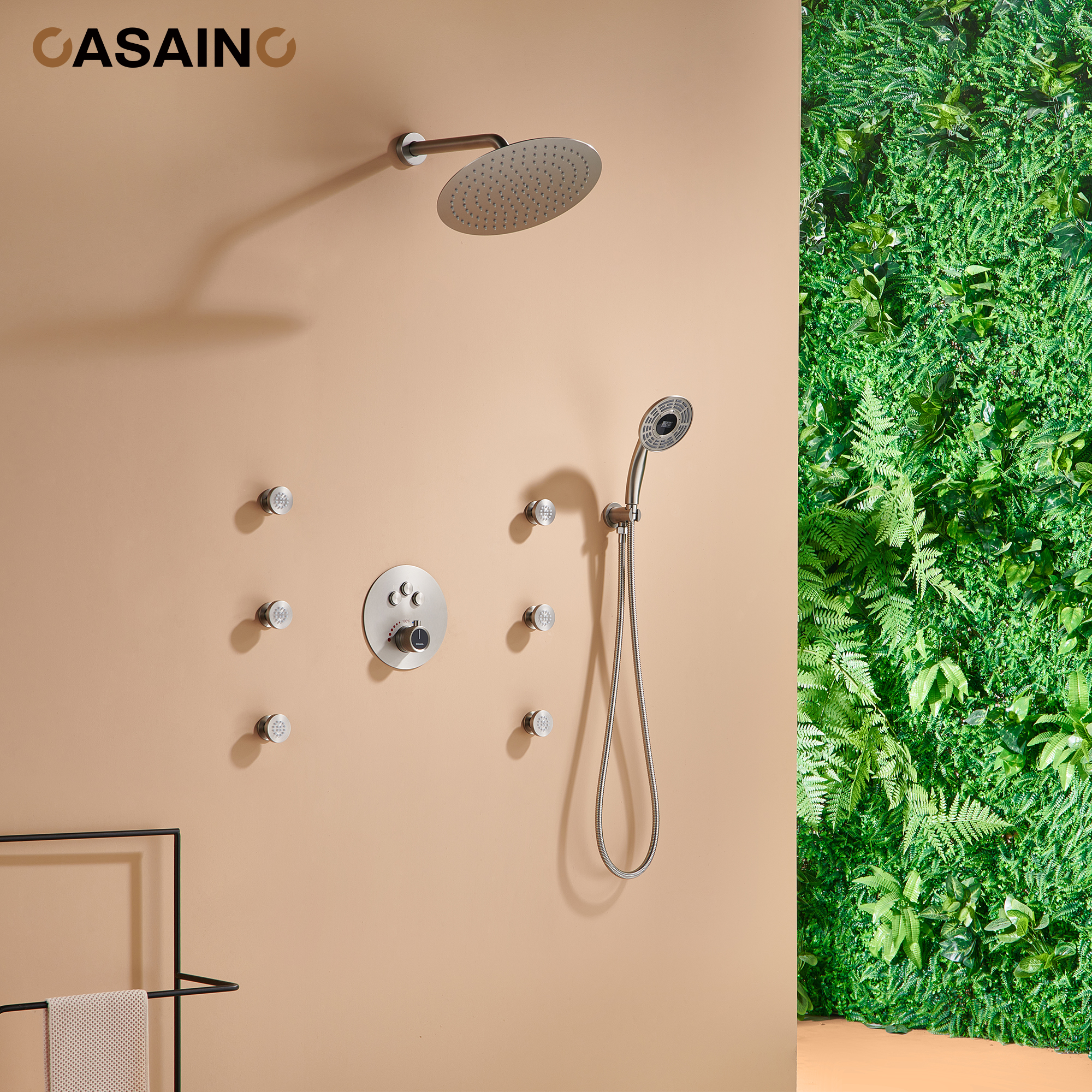 Casainc Smart Temperature Digital Adjustment 3 Function Luxury Thermostatic Shower