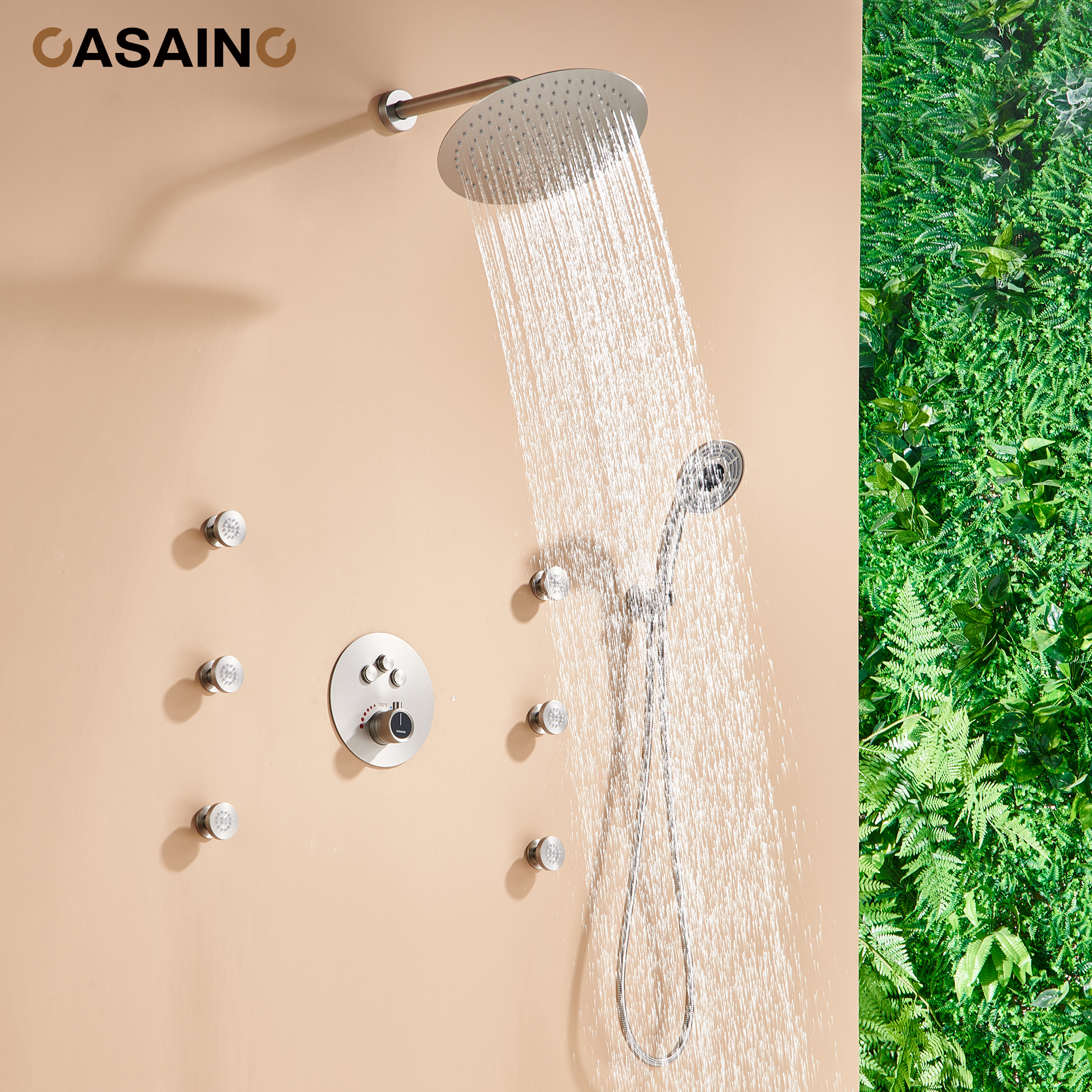 Casainc Smart Temperature Digital Adjustment 3 Function Luxury Thermostatic Shower