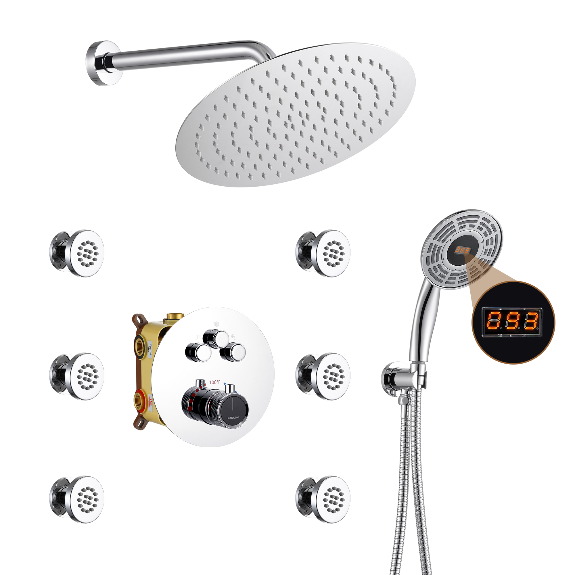 Advanced Thermostatic Shower System with Digital Temperature Display a —  Goldenwarm