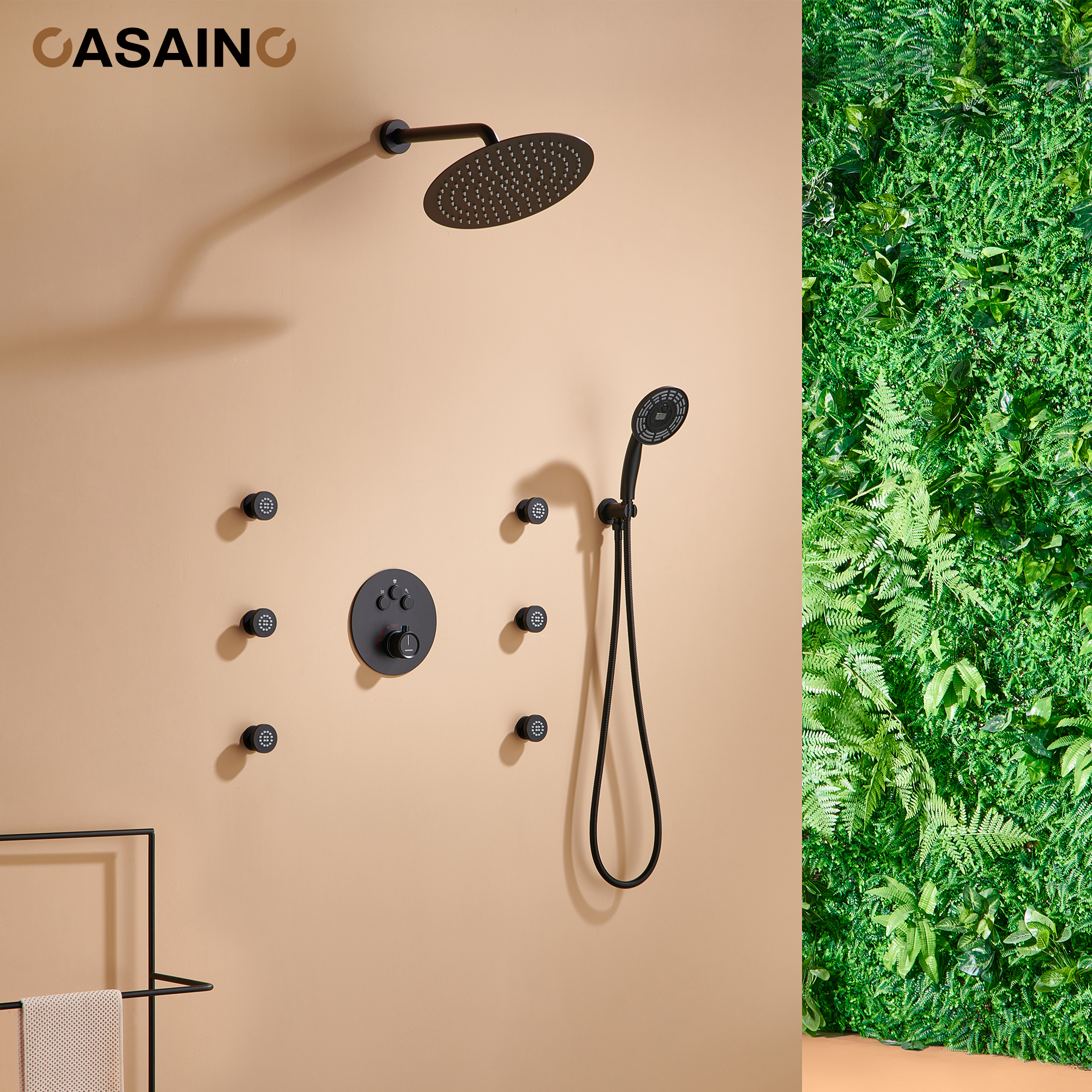 Casainc Smart Temperature Digital Adjustment 3 Function Luxury Thermostatic Shower