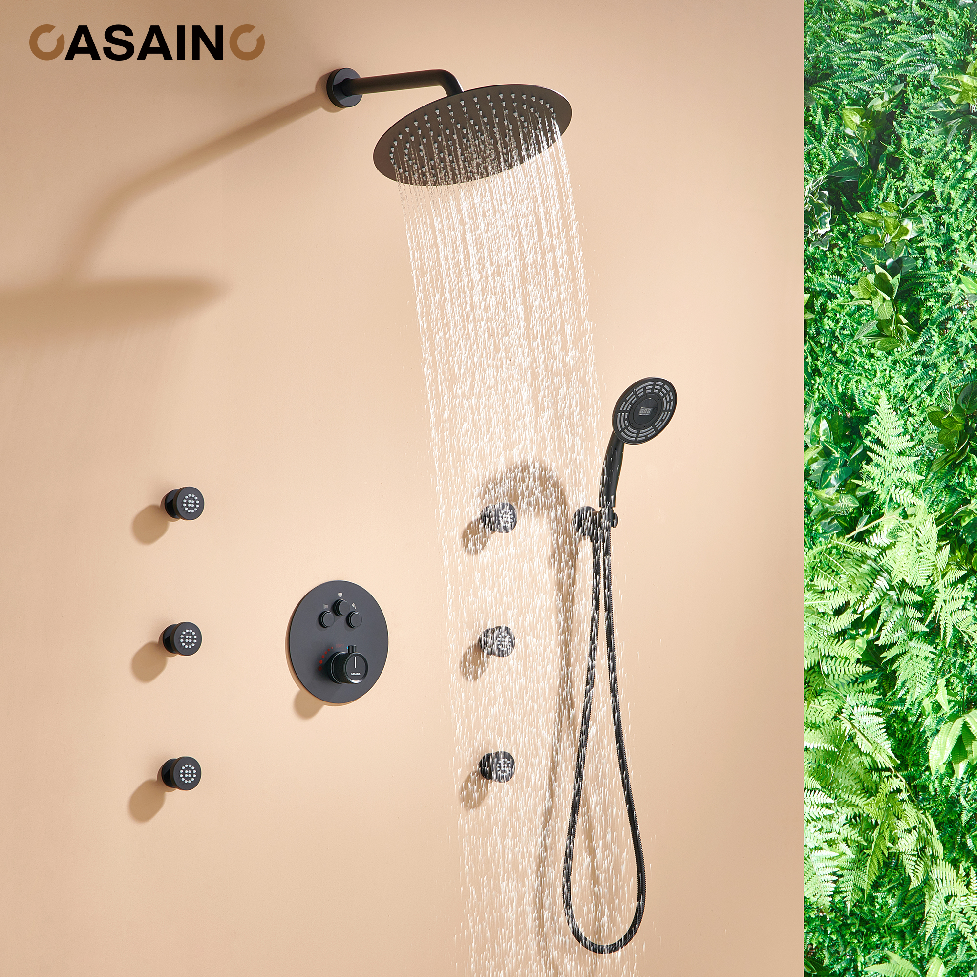 Casainc Smart Temperature Digital Adjustment 3 Function Luxury Thermostatic Shower