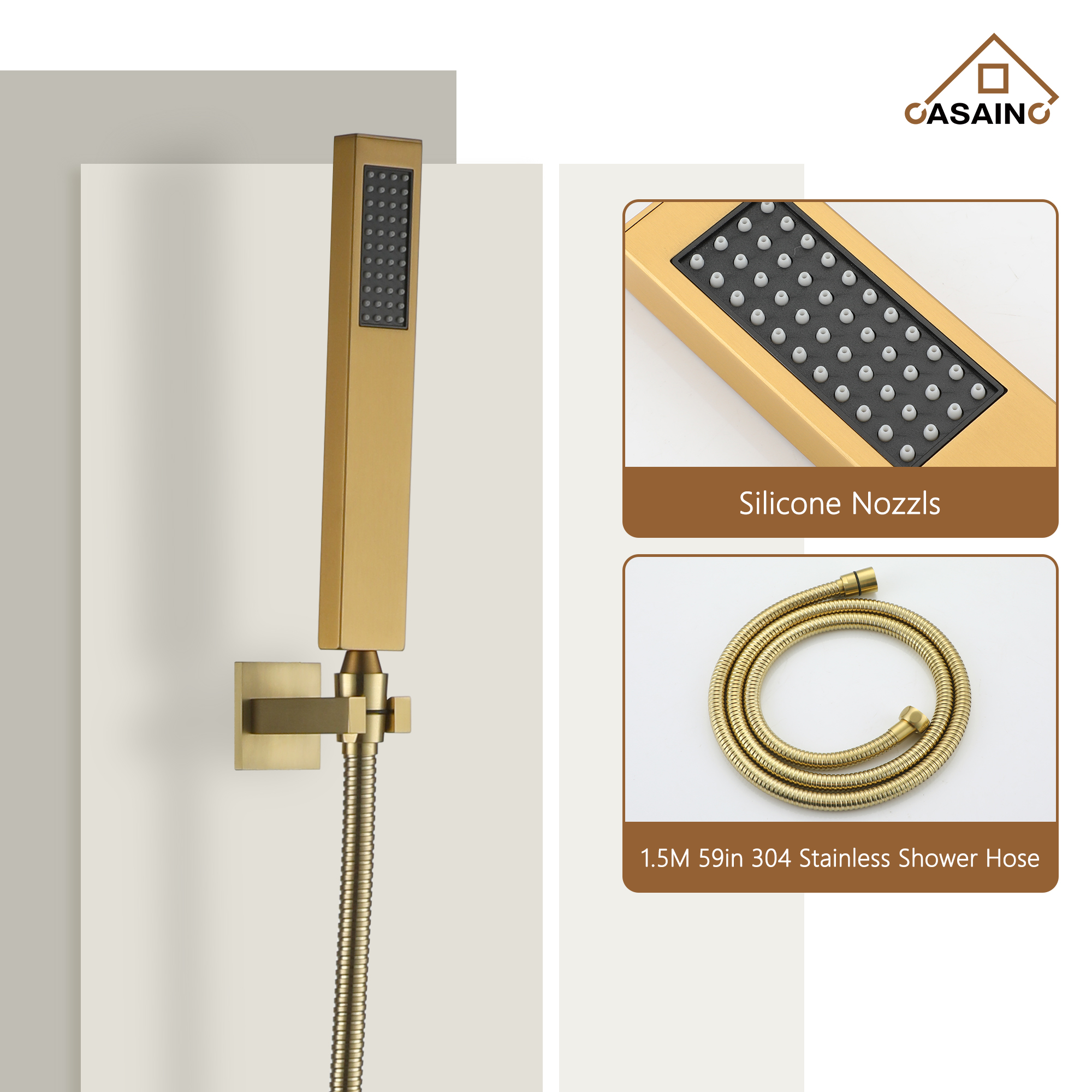 12" Ceiling Mount Luxury Shower System with LED Light & 6 Body Jets