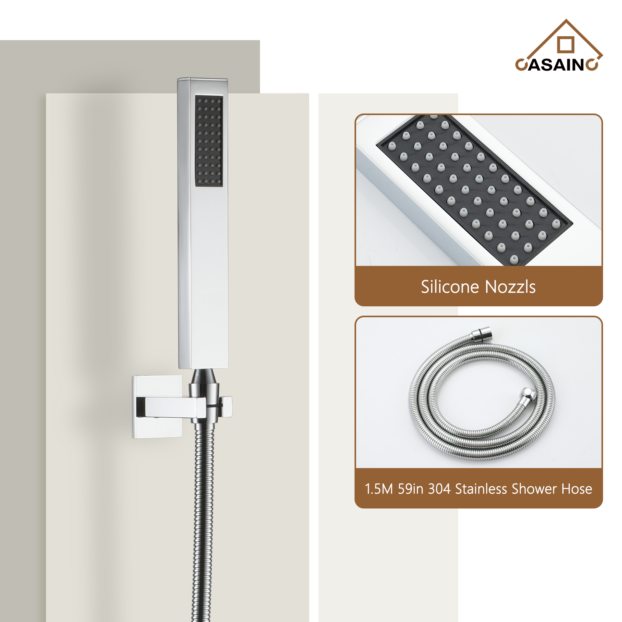 12" Ceiling Mount Luxury Shower System with LED Light & 6 Body Jets
