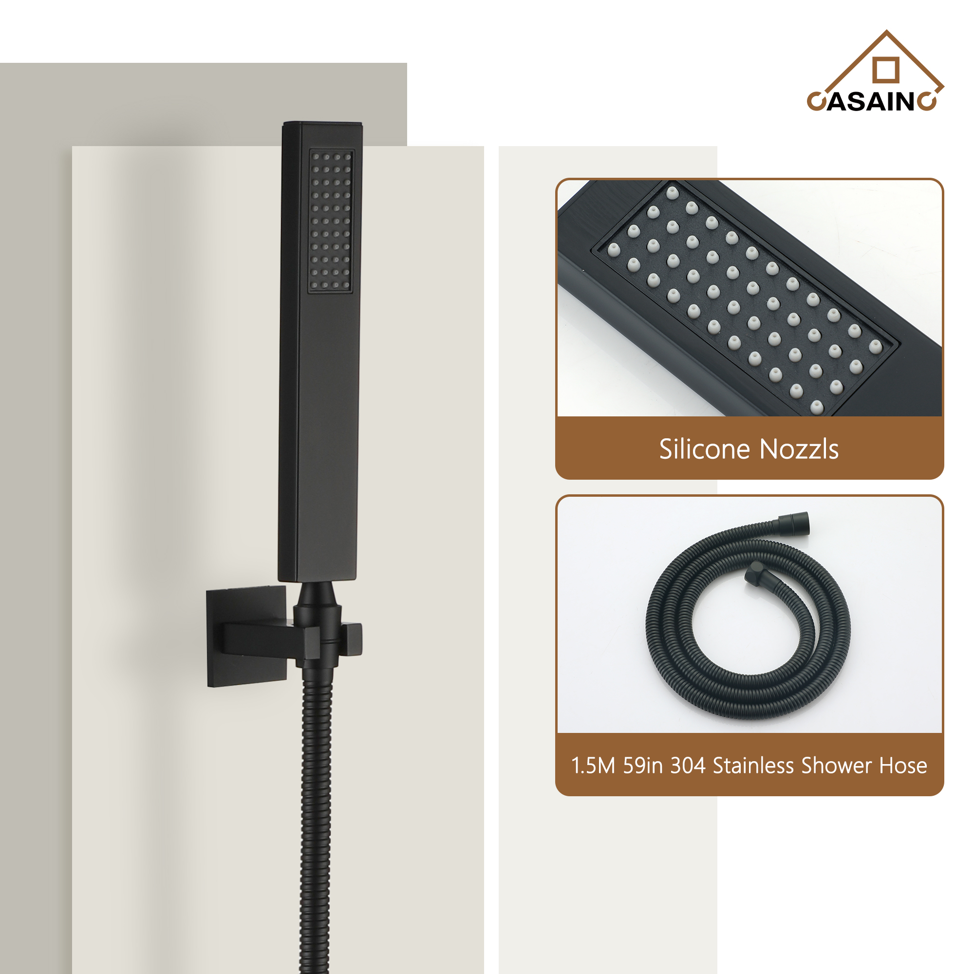 12" Ceiling Mount Luxury Shower System with LED Light & 6 Body Jets