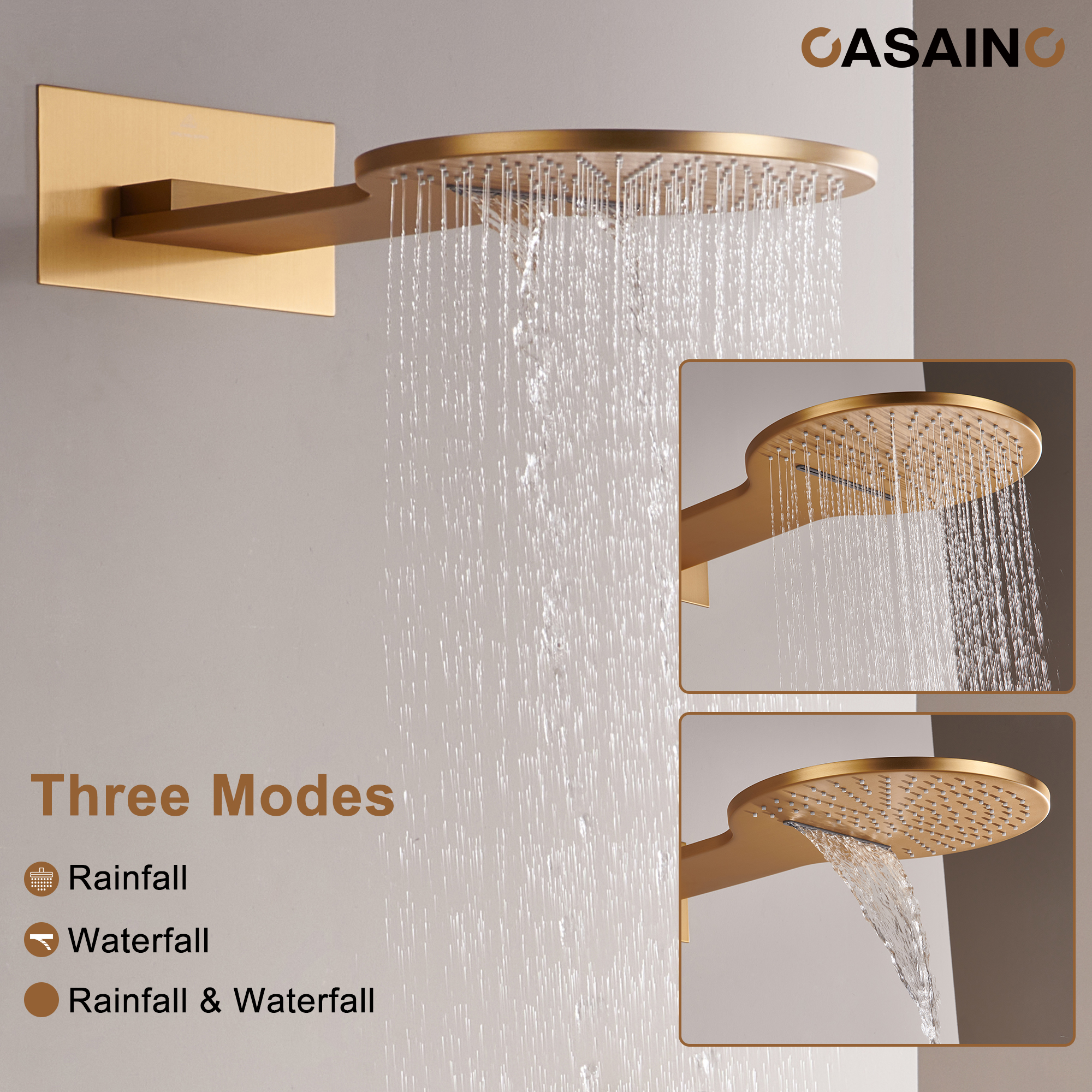 Electroplated Coating Technology 22-inch Dual Function Thermostatic Rainfall Slimline Showerhead Shower System