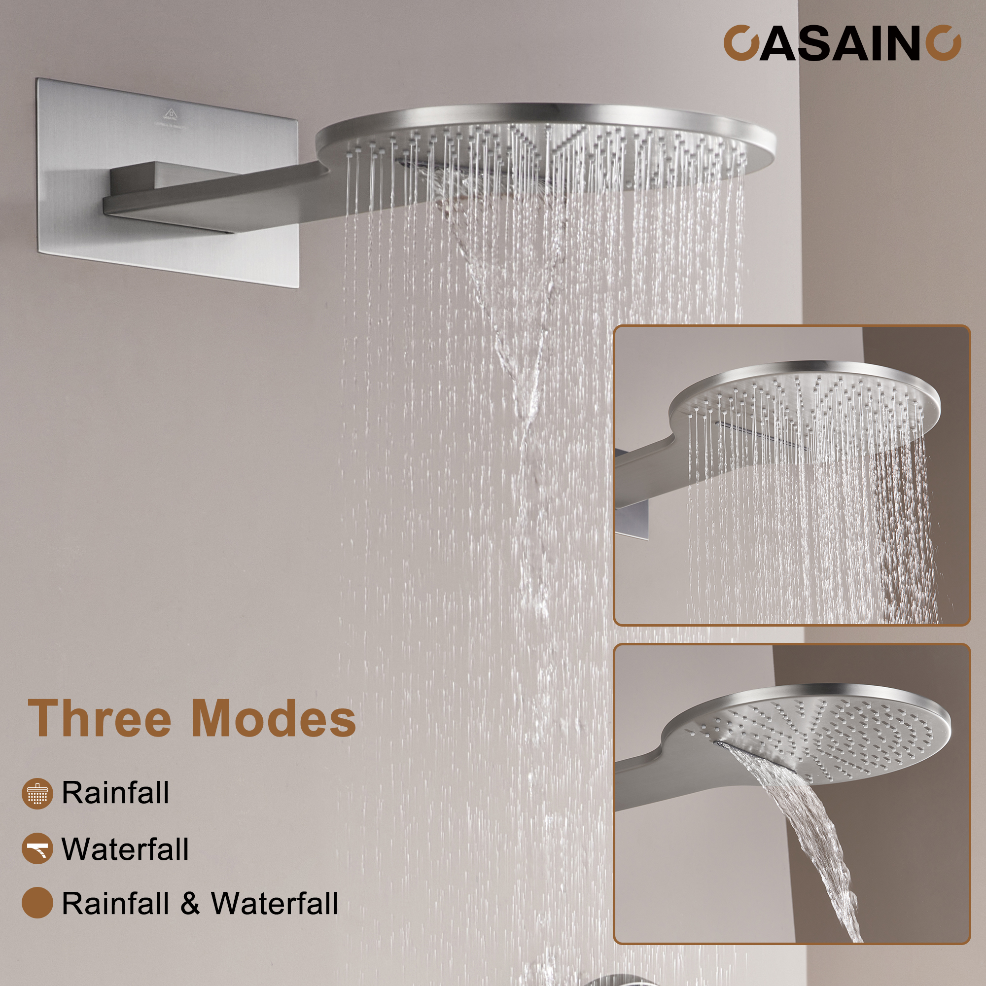 Electroplated Coating Technology 22-inch Dual Function Thermostatic Rainfall Slimline Showerhead Shower System