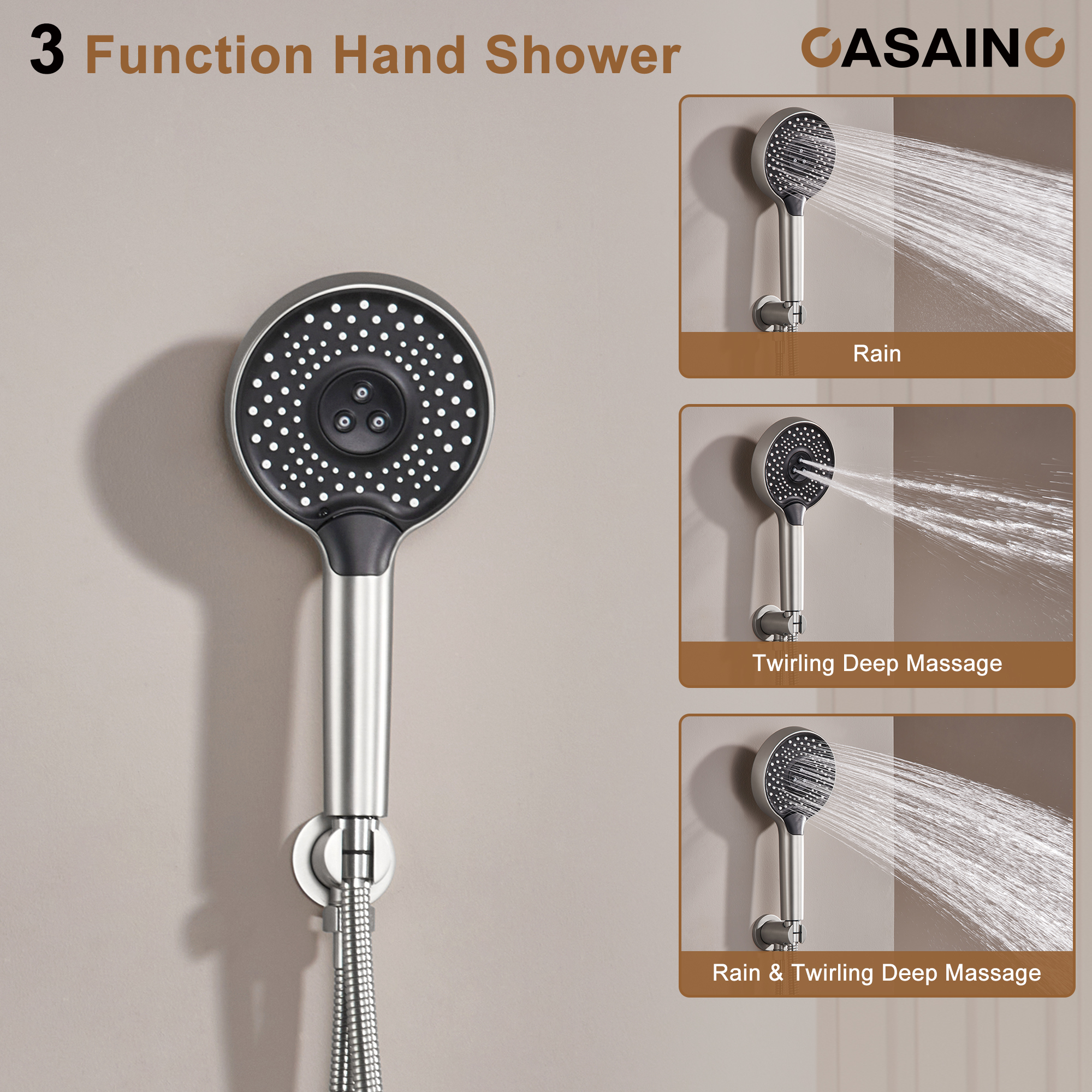 Electroplated Coating Technology 22-inch Dual Function Thermostatic Rainfall Slimline Showerhead Shower System