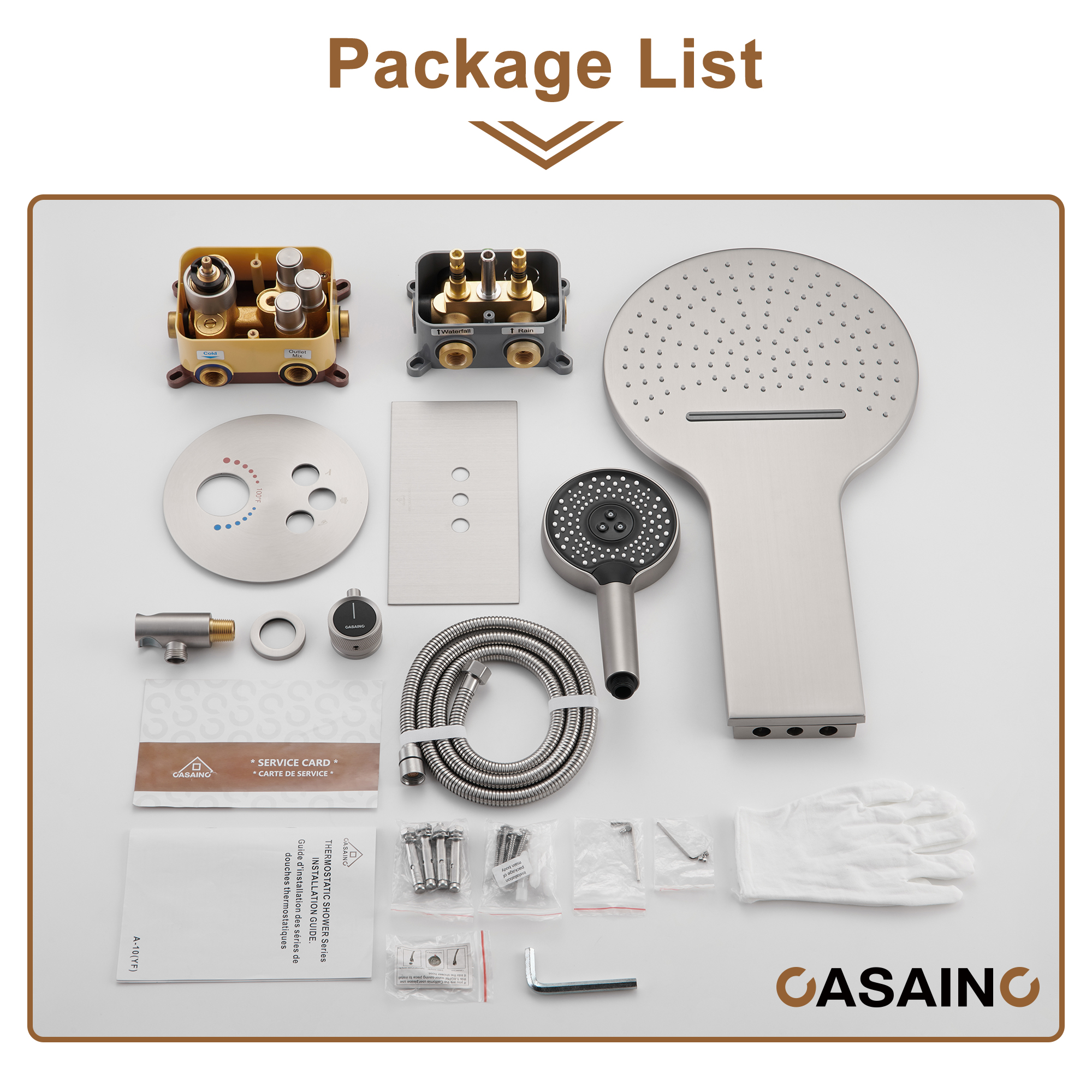 Electroplated Coating Technology 22-inch Dual Function Thermostatic Rainfall Slimline Showerhead Shower System