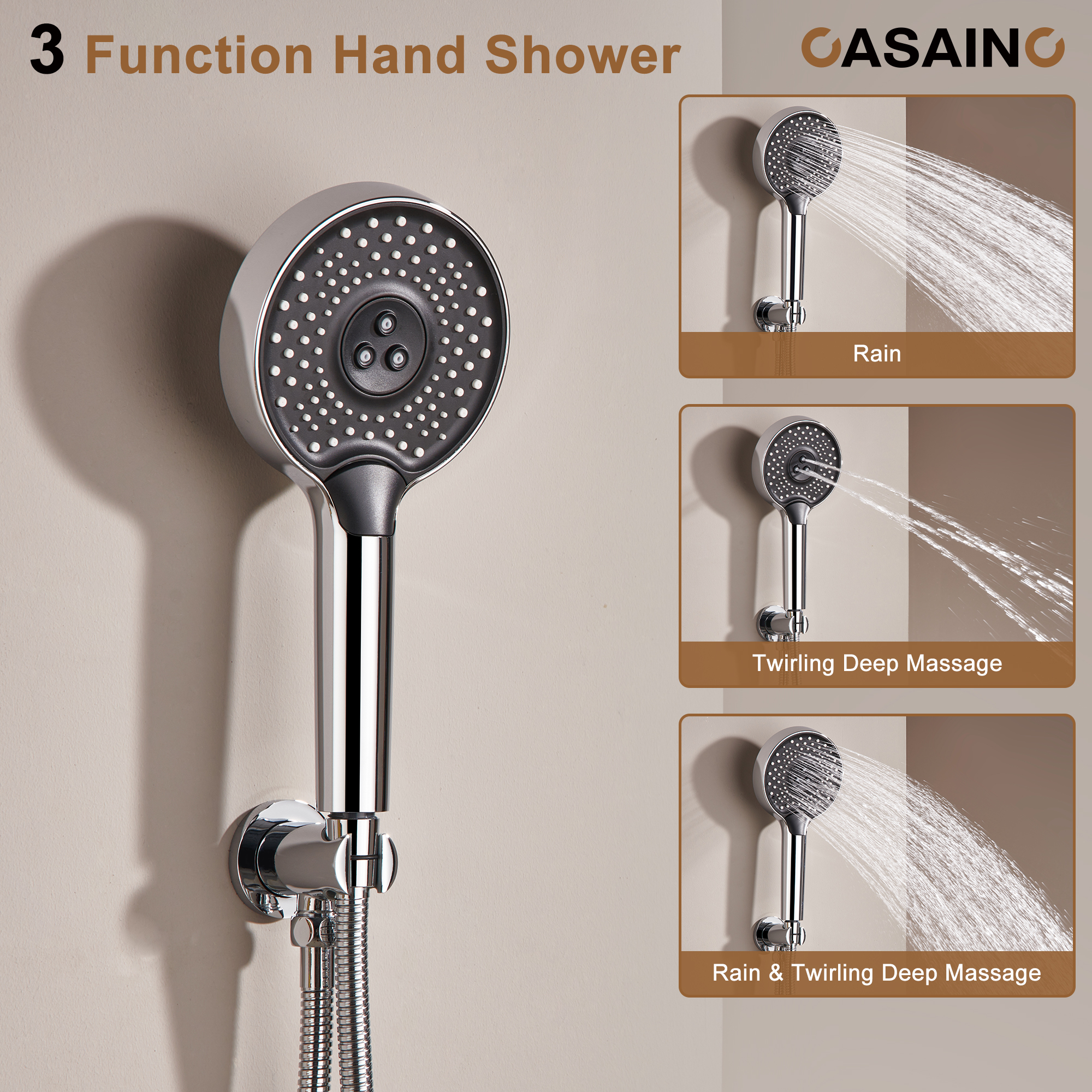 Electroplated Coating Technology 22-inch Dual Function Thermostatic Rainfall Slimline Showerhead Shower System