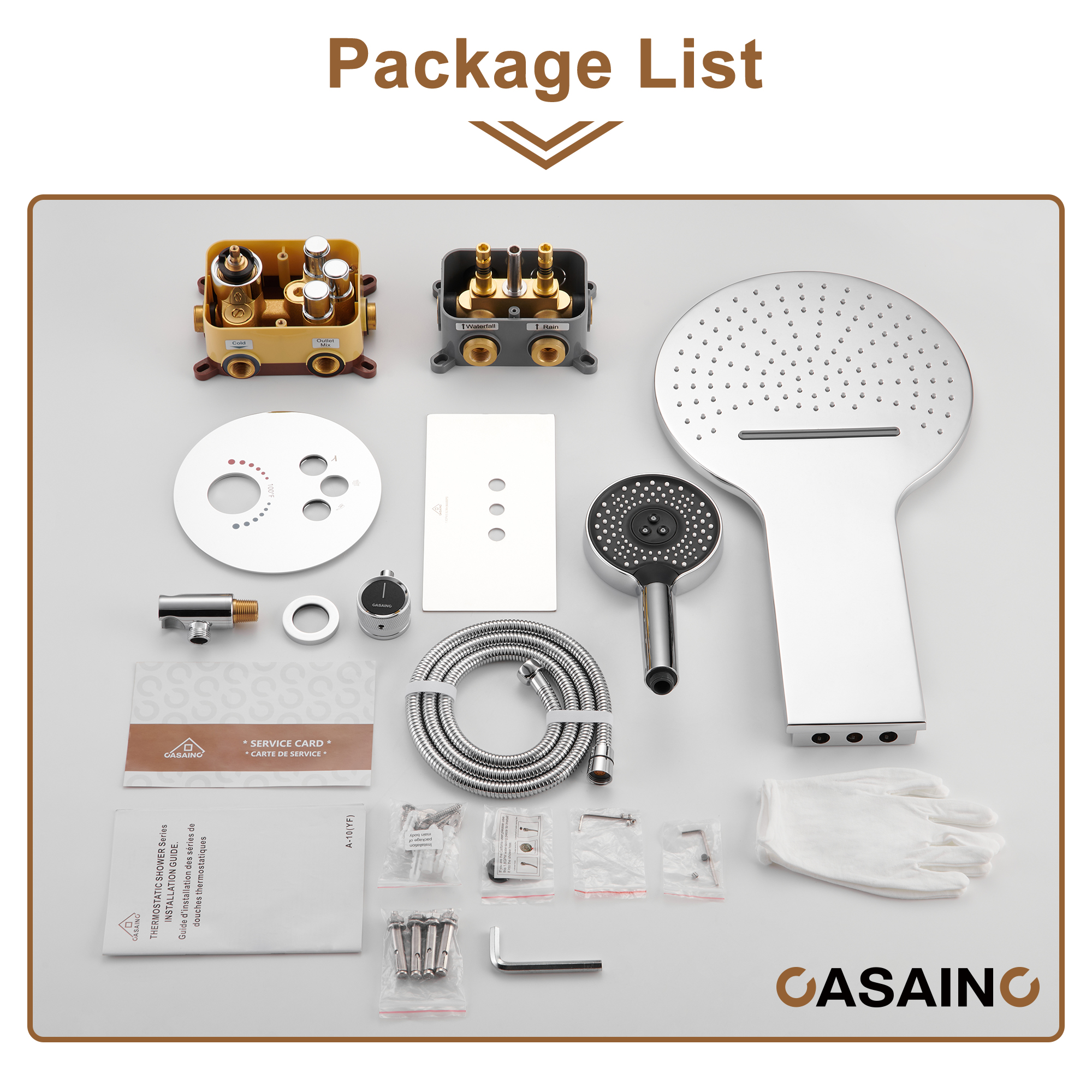 Electroplated Coating Technology 22-inch Dual Function Thermostatic Rainfall Slimline Showerhead Shower System