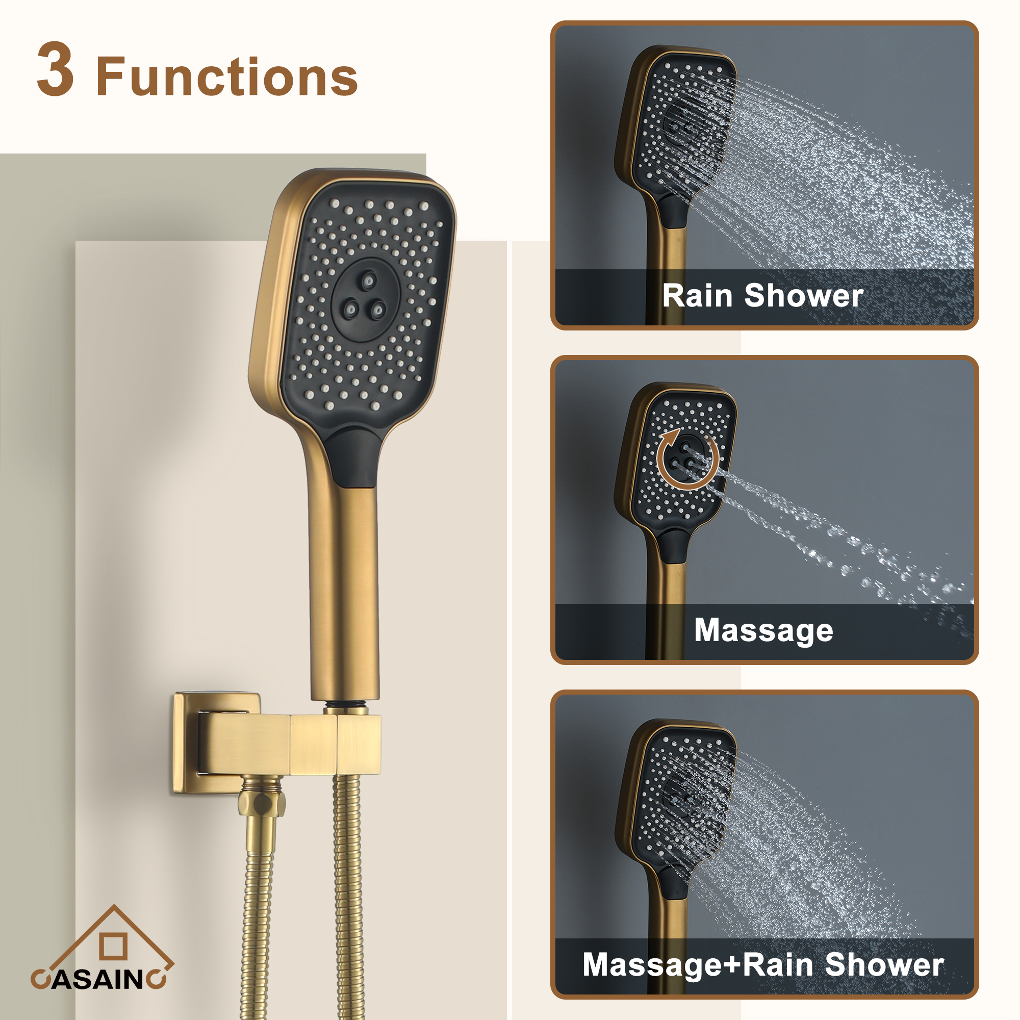 12" Ceiling Mount Thermostatic Rainfall Shower Systems with Body Sprays