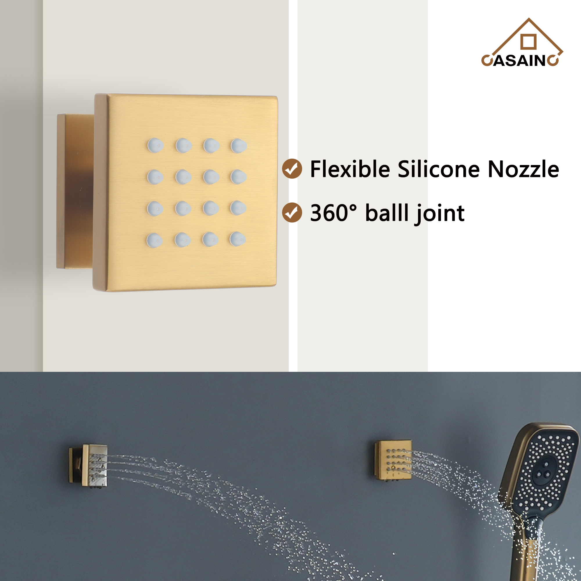 12" Ceiling Mount Thermostatic Rainfall Shower Systems with Body Sprays