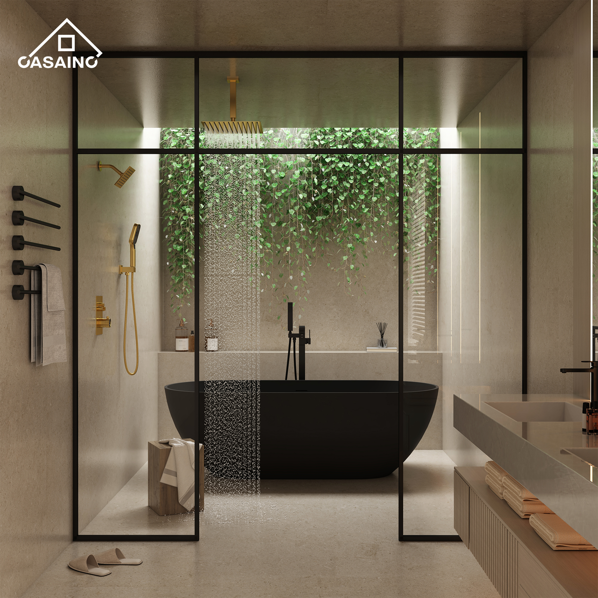 12" Ceiling Mount Rainfall Shower Head Thermostatic Shower System