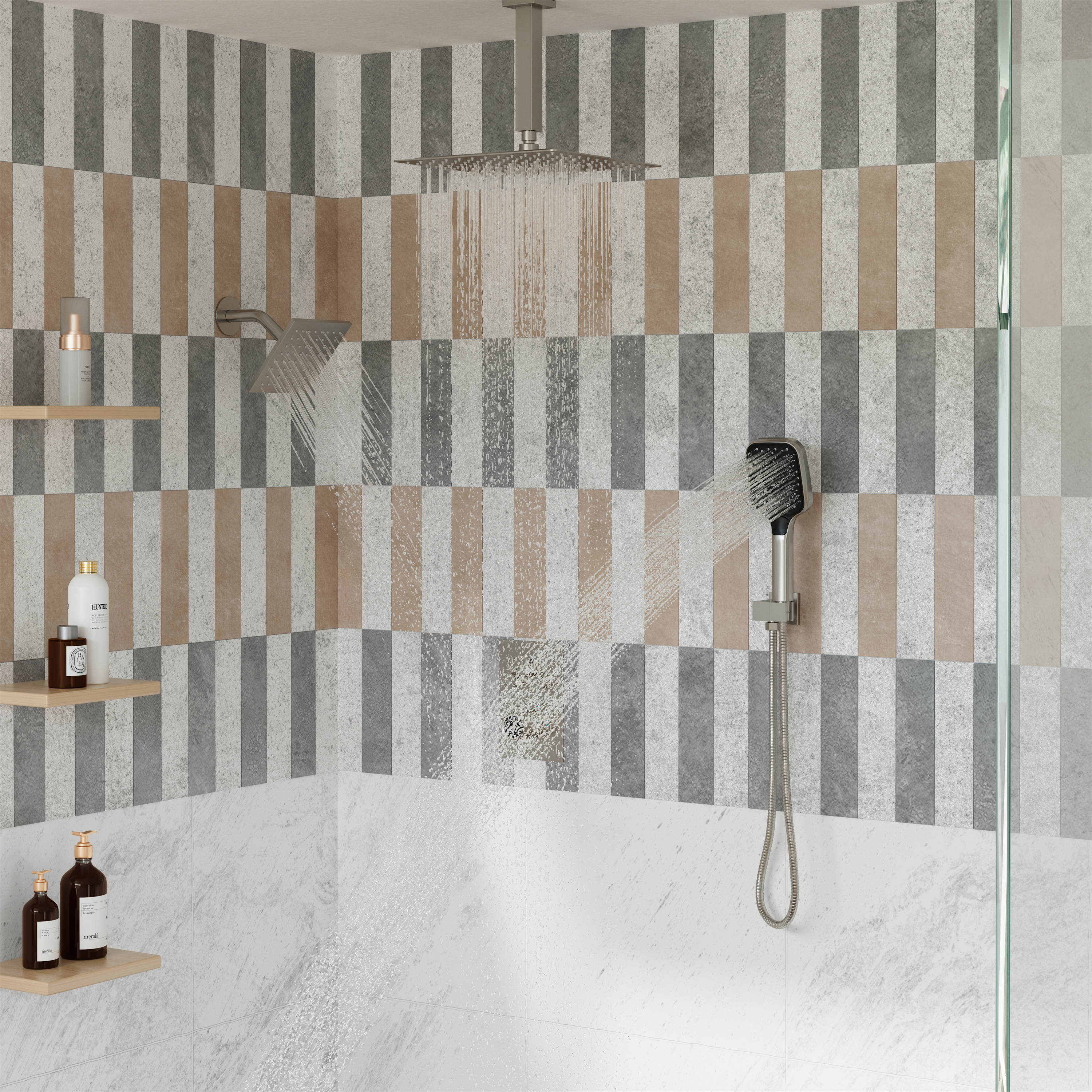 12" Ceiling Mount Rainfall Shower Head Thermostatic Shower System