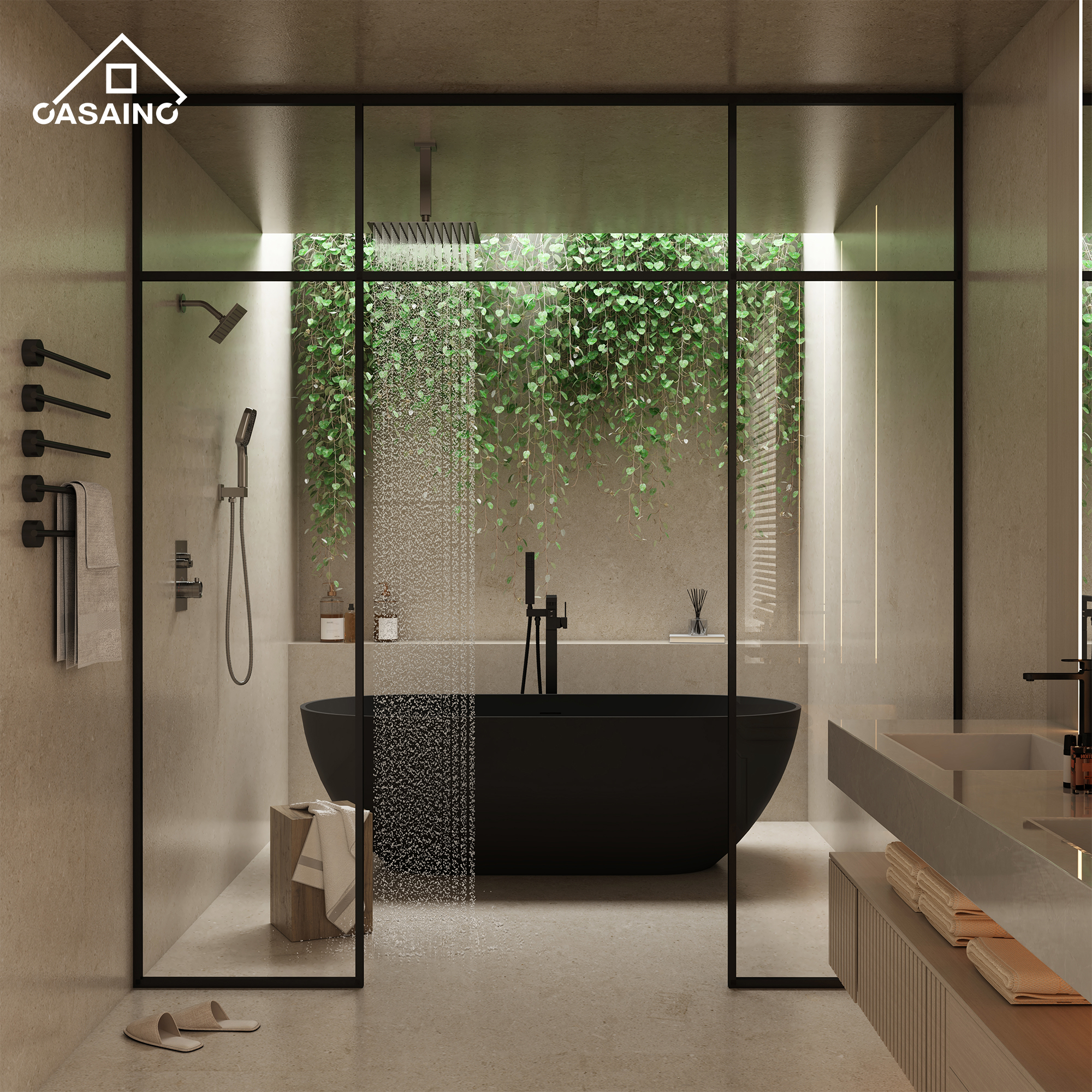 12" Ceiling Mount Rainfall Shower Head Thermostatic Shower System