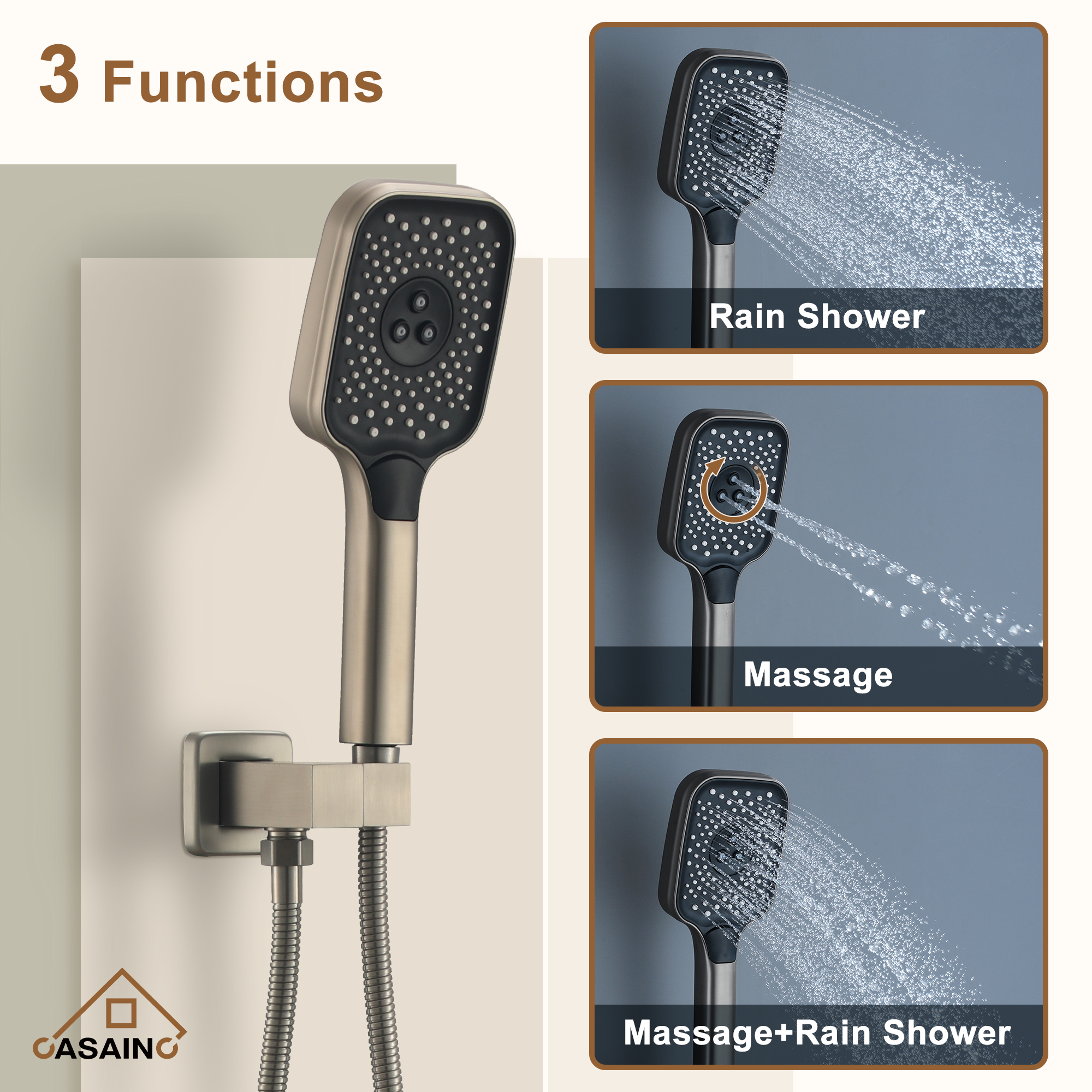 12" Ceiling Mount Rainfall Shower Head Thermostatic Shower System