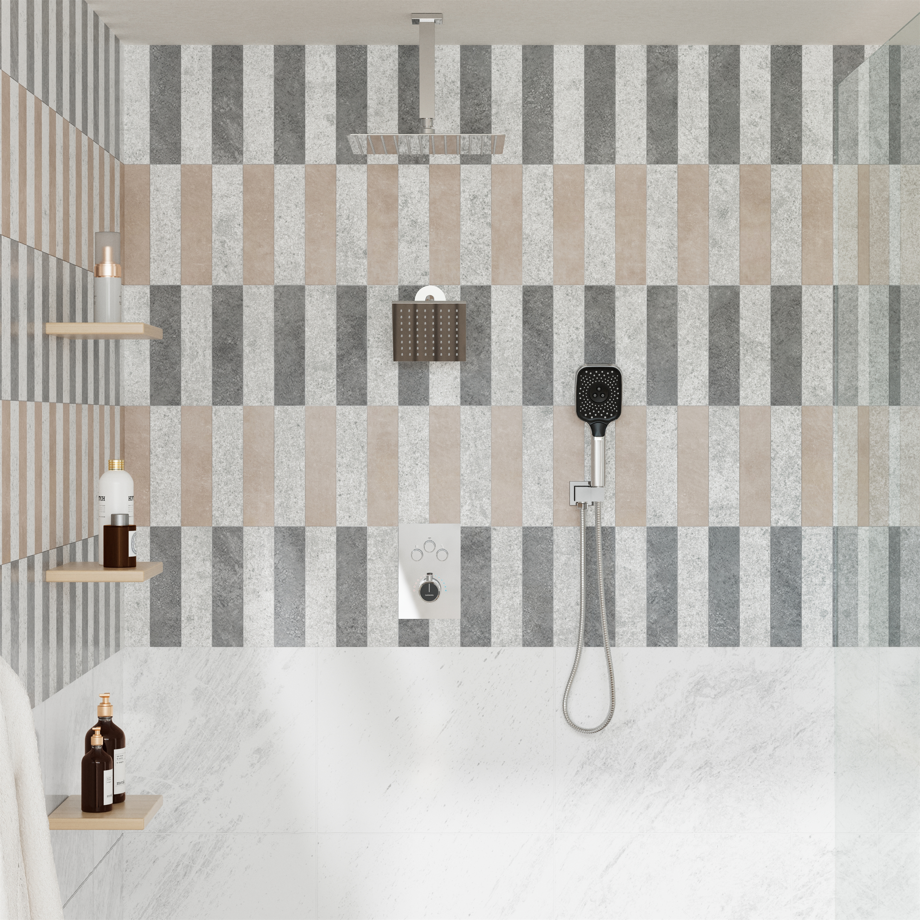 12" Ceiling Mount Rainfall Shower Head Thermostatic Shower System