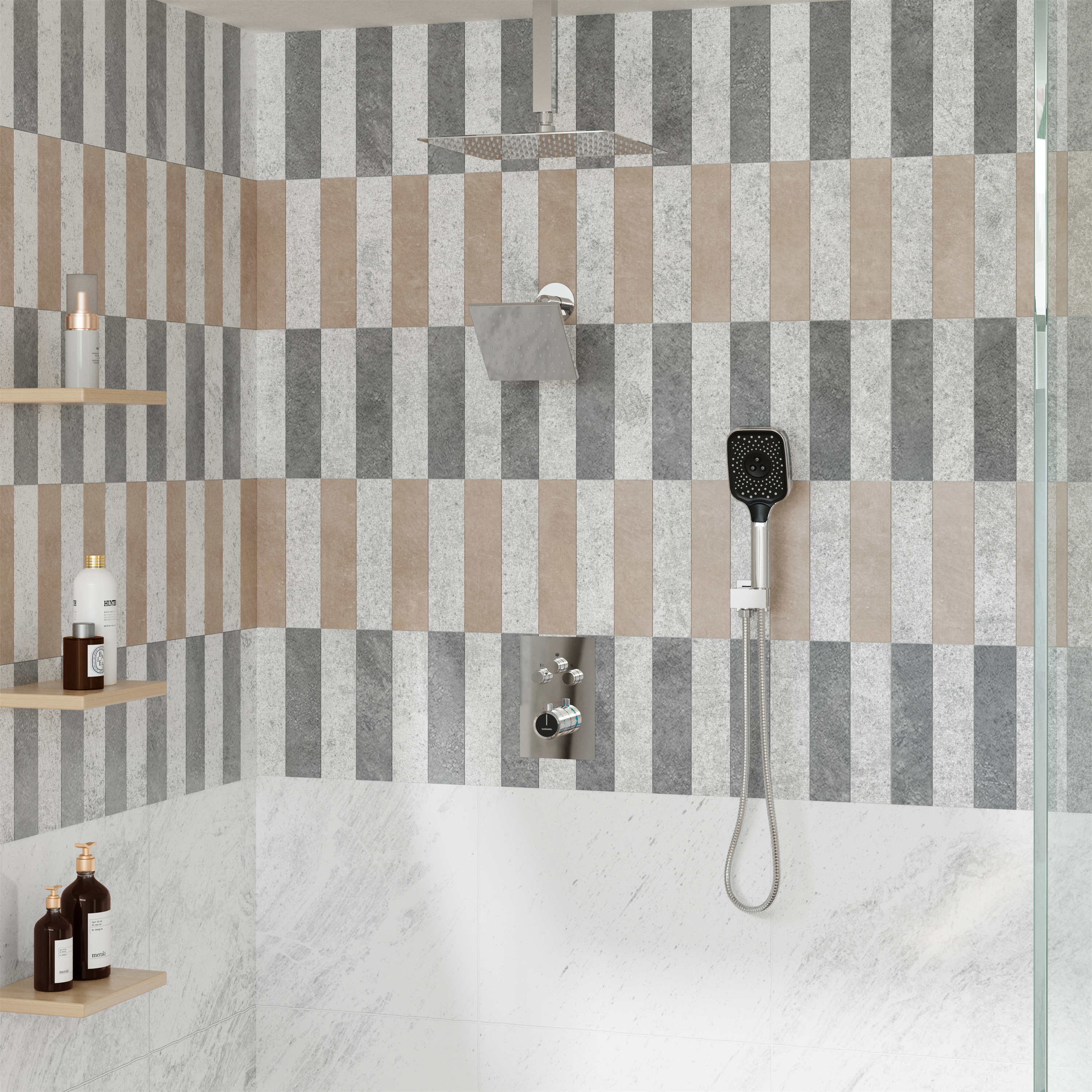 12" Ceiling Mount Rainfall Shower Head Thermostatic Shower System