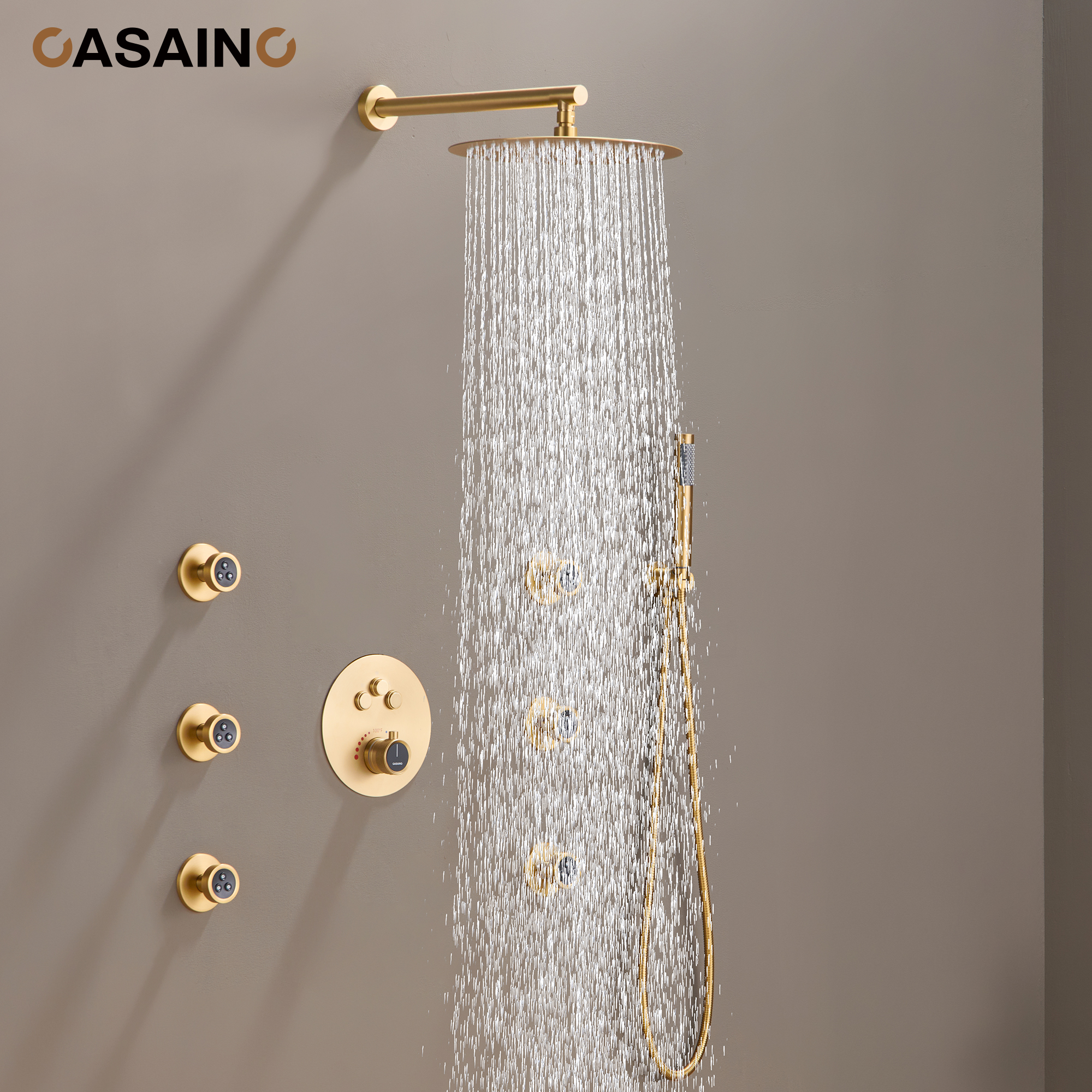 Push-Button Control High Quality Luxury Showerhead 12-Inch Thermostatic Rainfall Shower System