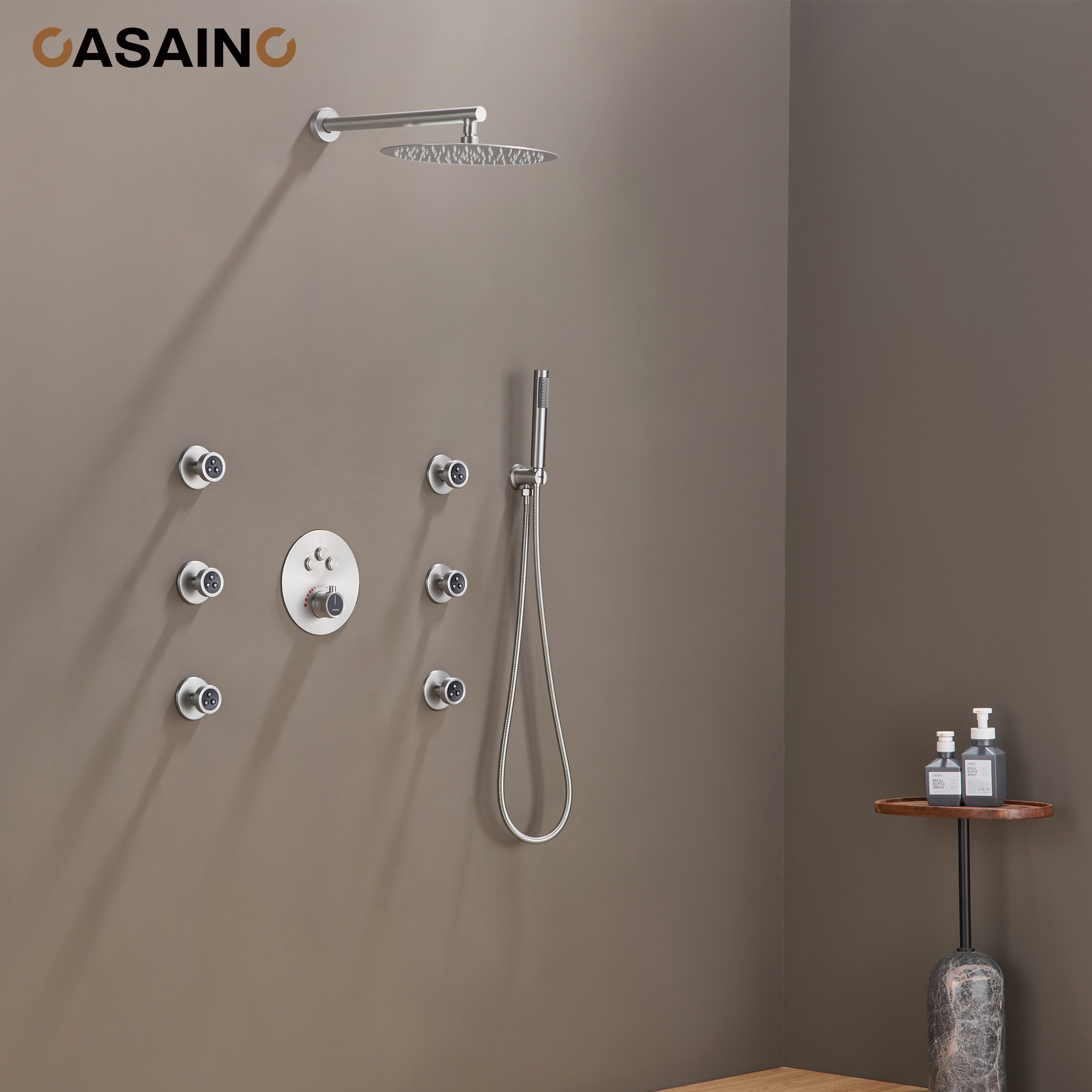 Push-Button Control High Quality Luxury Showerhead 12-Inch Thermostatic Rainfall Shower System