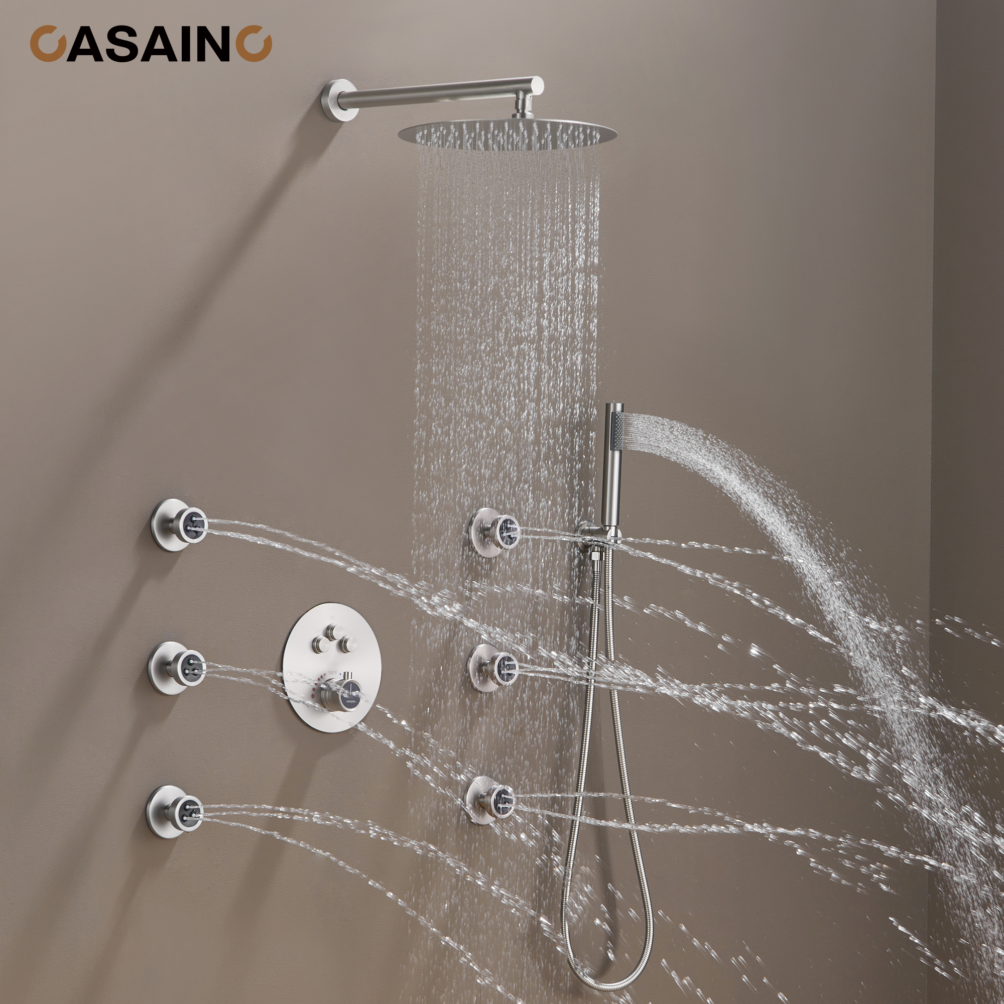 Push-Button Control High Quality Luxury Showerhead 12-Inch Thermostatic Rainfall Shower System