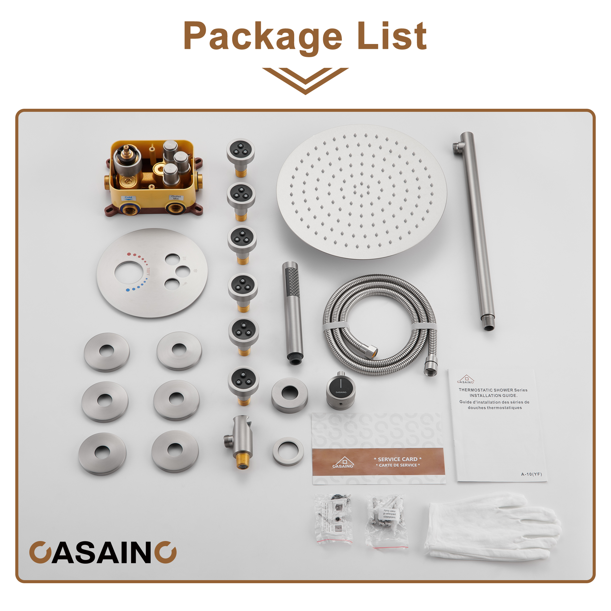 Push-Button Control High Quality Luxury Showerhead 12-Inch Thermostatic Rainfall Shower System