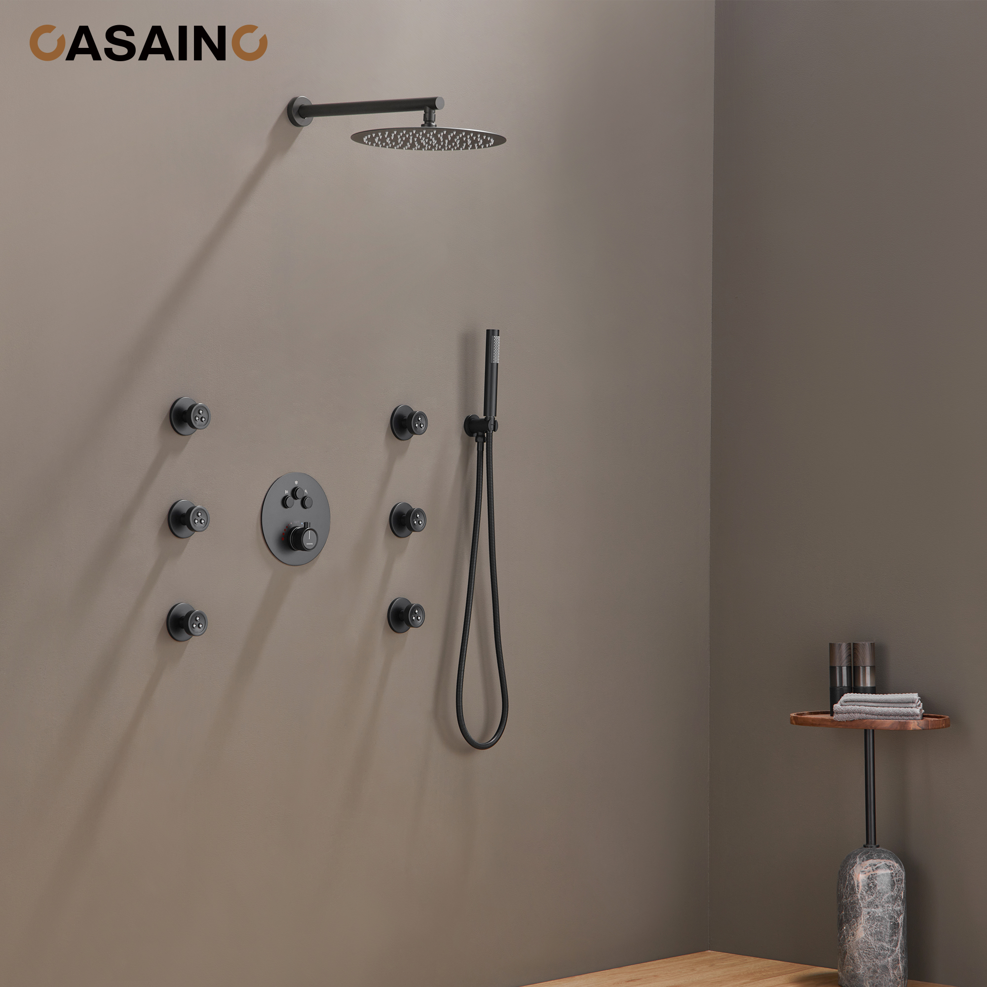 Push-Button Control High Quality Luxury Showerhead 12-Inch Thermostatic Rainfall Shower System