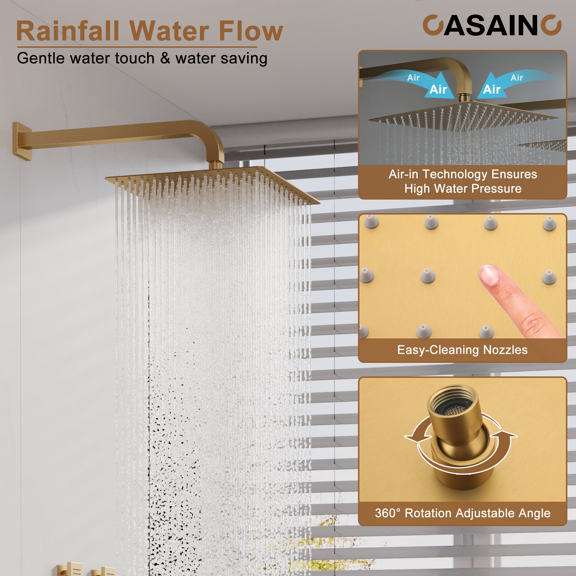 Double 12-inch Rainfall Shower Deluxe Shower System