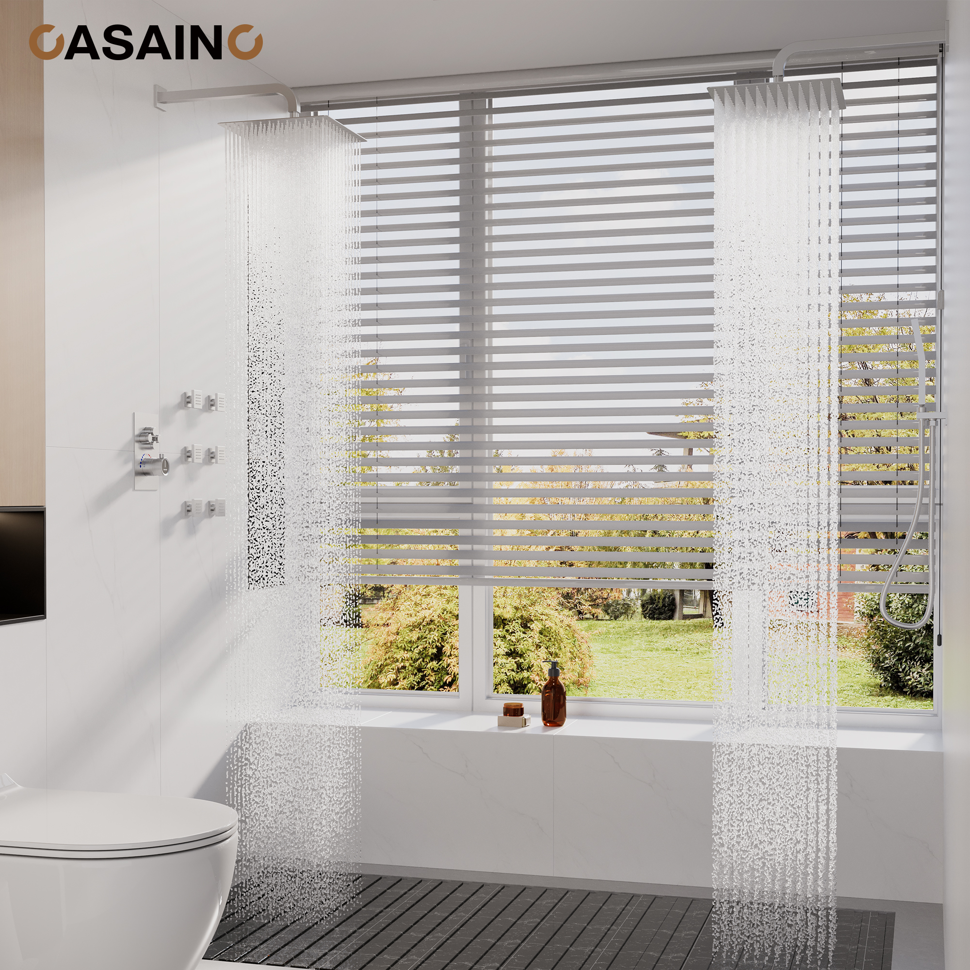 Double 12-inch Rainfall Shower Deluxe Shower System