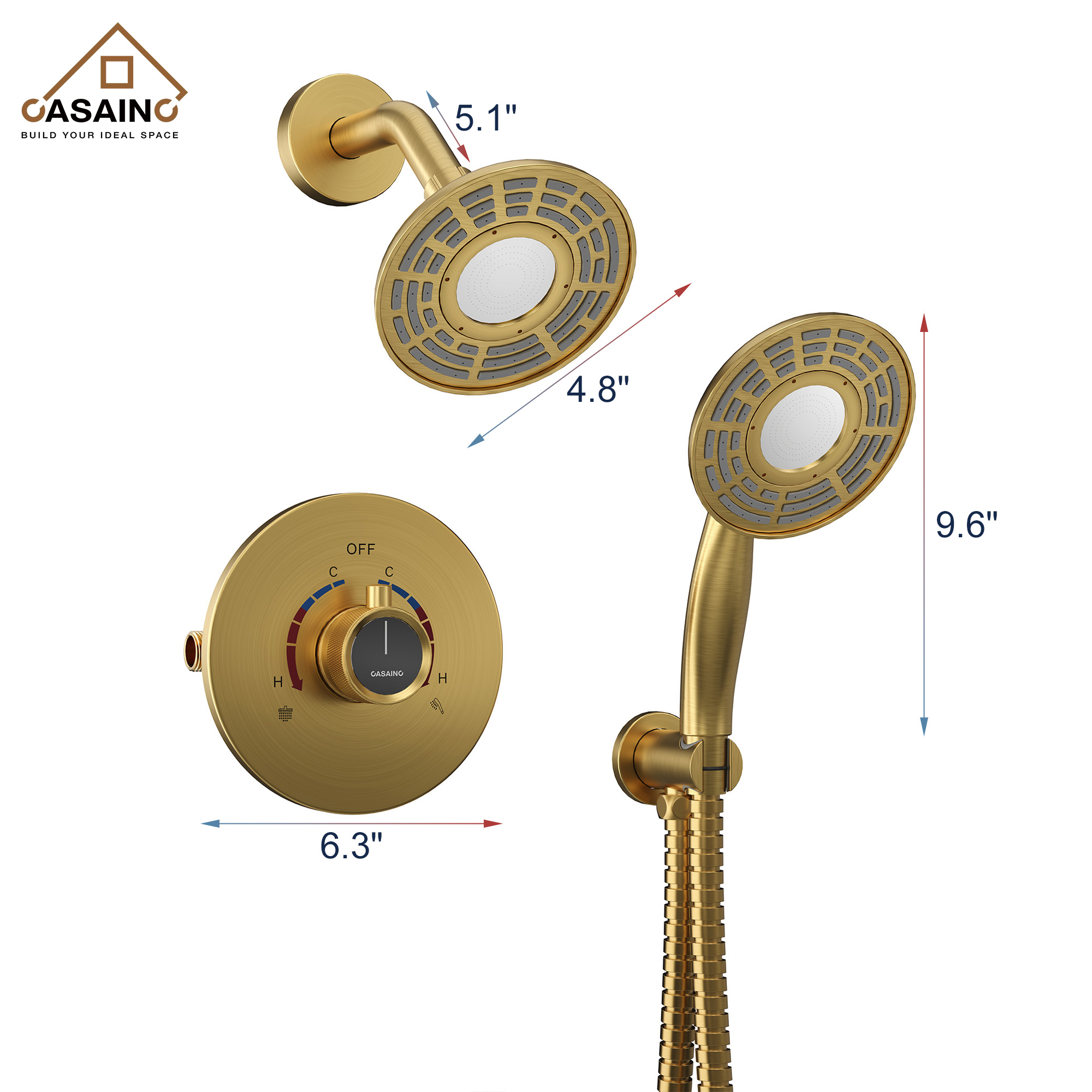 5-inch 2-Function Shower Faucet Set with Handheld Shower