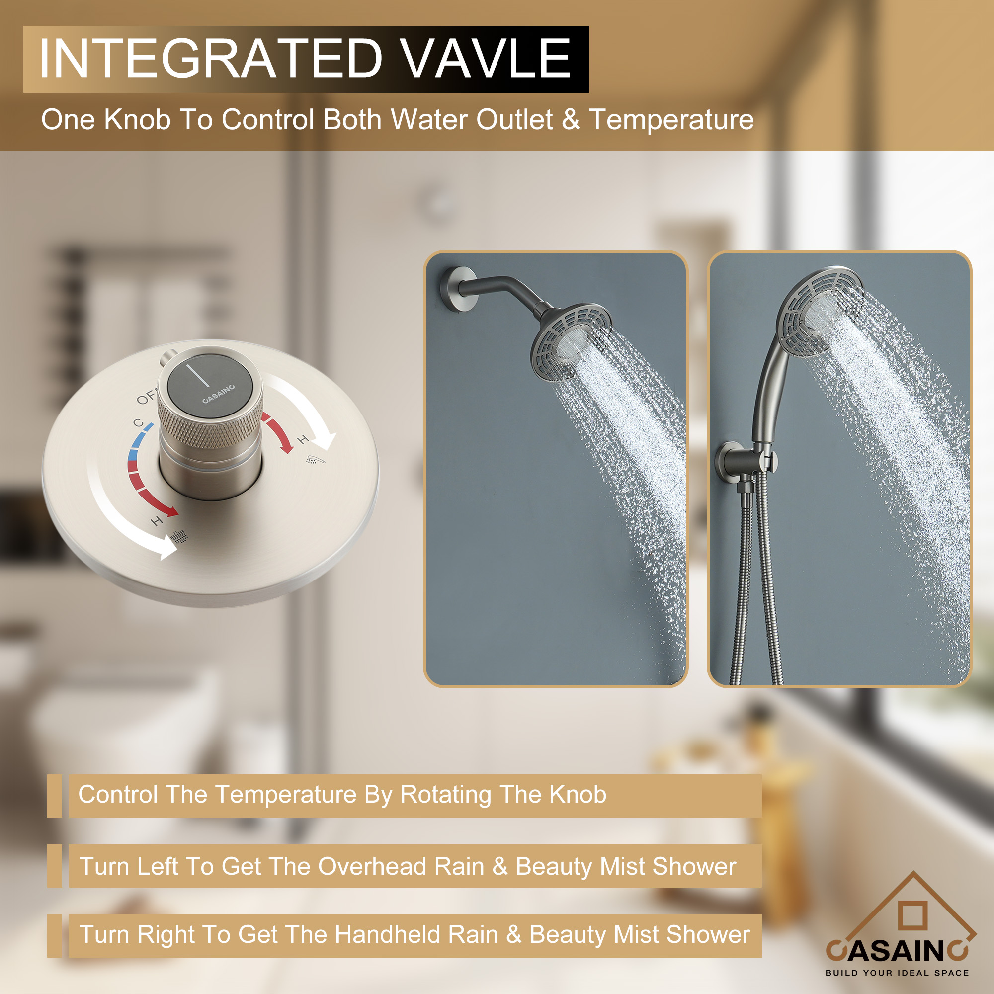 5-inch 2-Function Shower Faucet Set with Handheld Shower