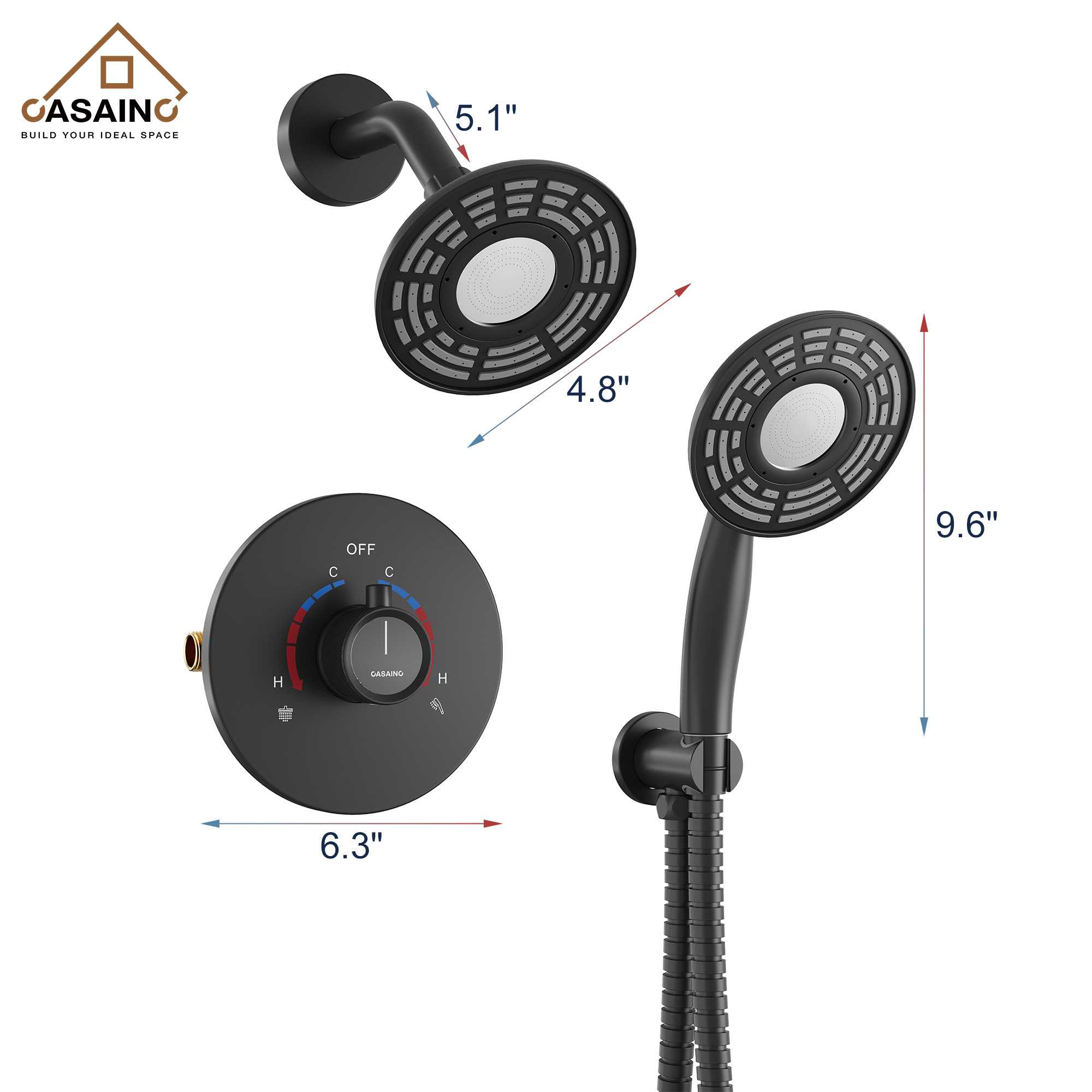 5-inch 2-Function Shower Faucet Set with Handheld Shower