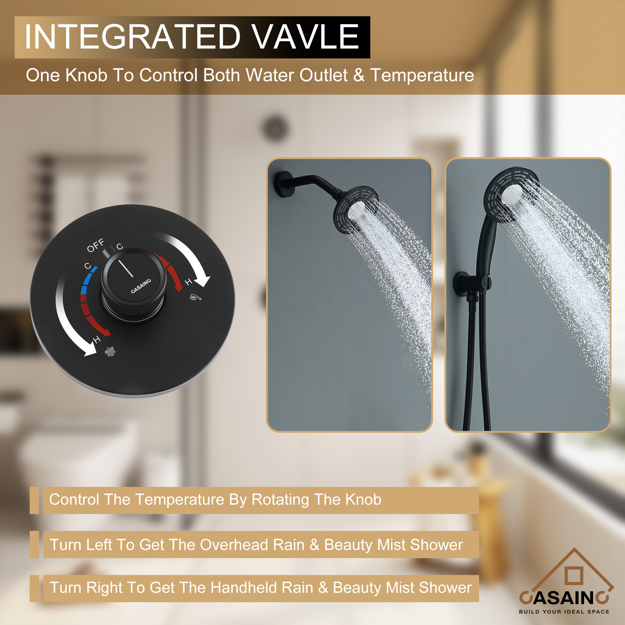 5-inch 2-Function Shower Faucet Set with Handheld Shower