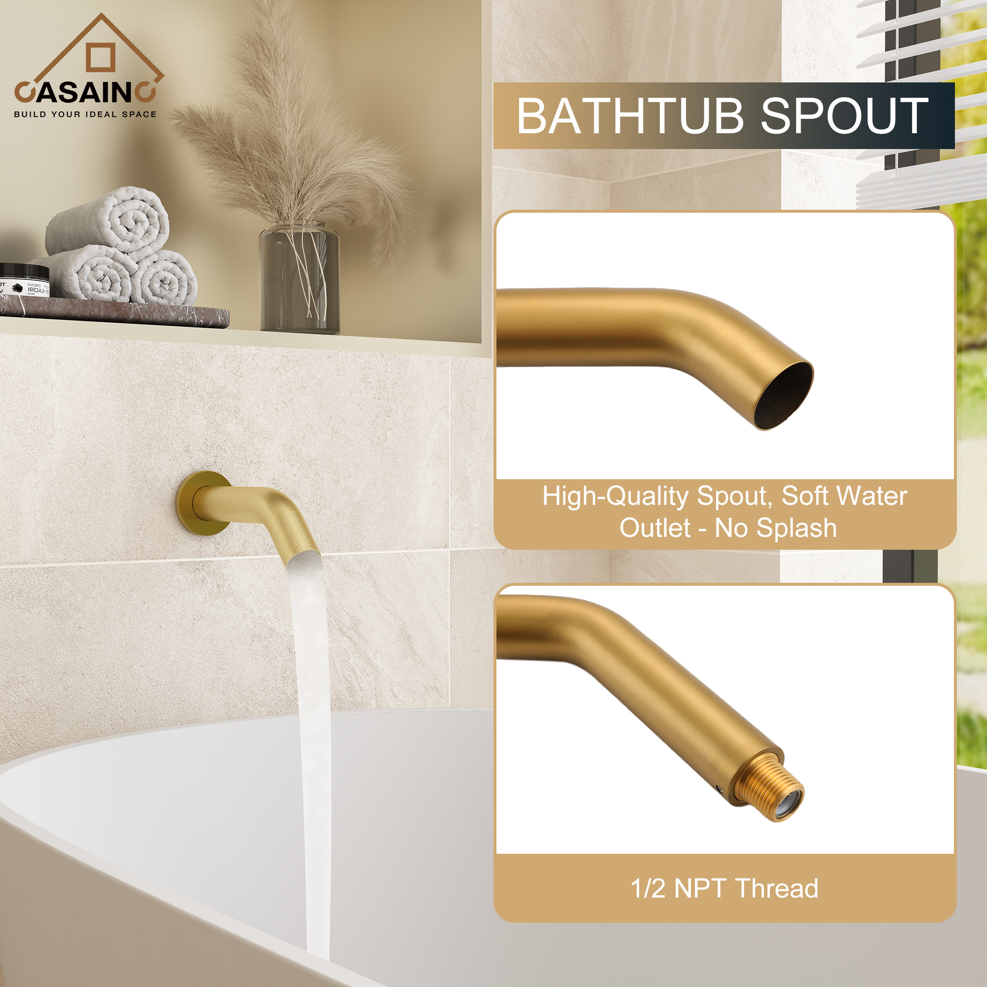 5-inch 3-Function Shower Faucet with Handheld & Tub Spout