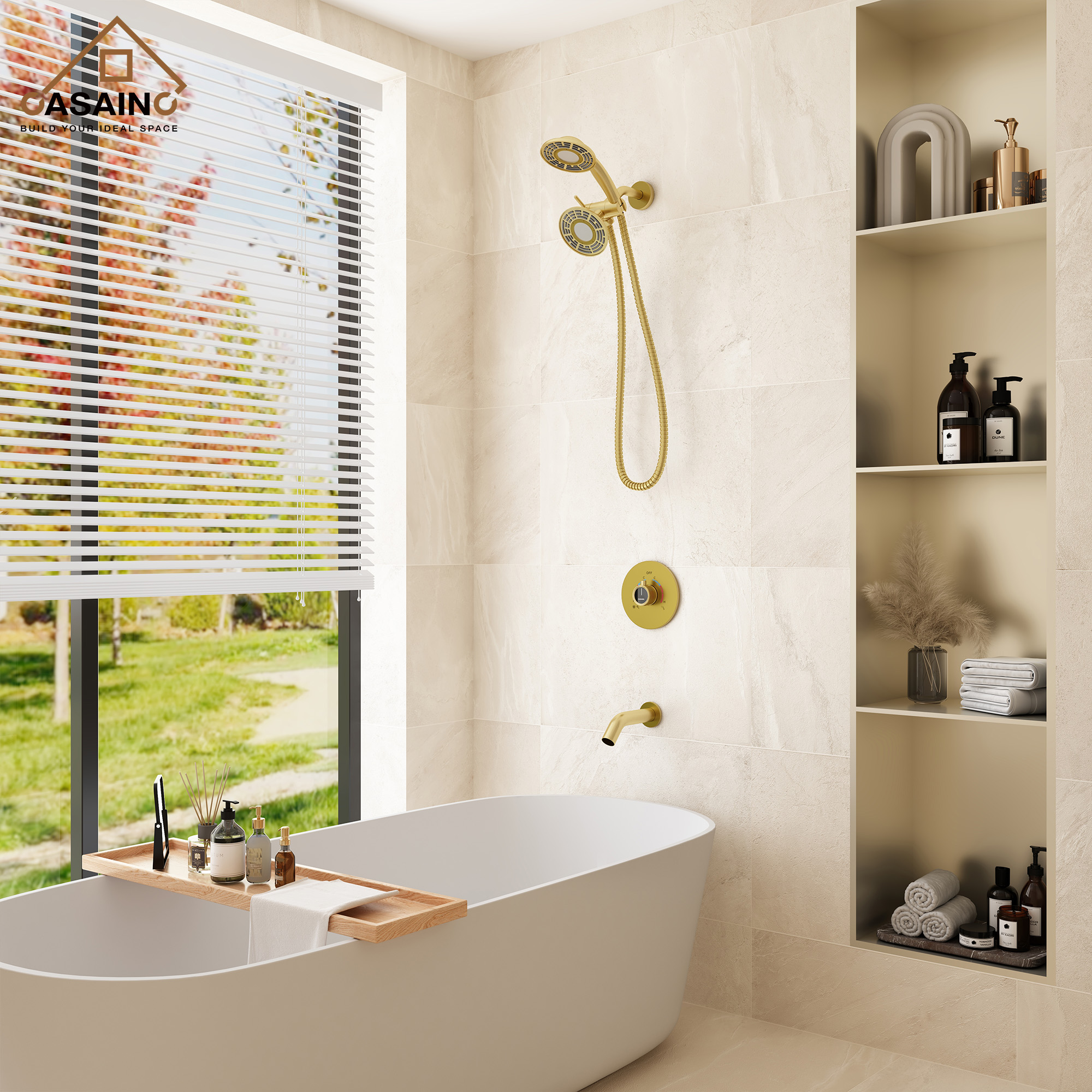 5-inch 3-Function Shower Faucet with Handheld & Tub Spout