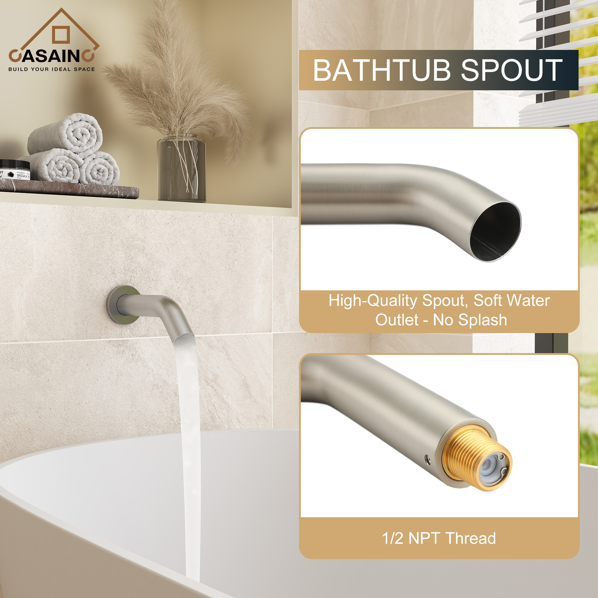 5-inch 3-Function Shower Faucet with Handheld & Tub Spout