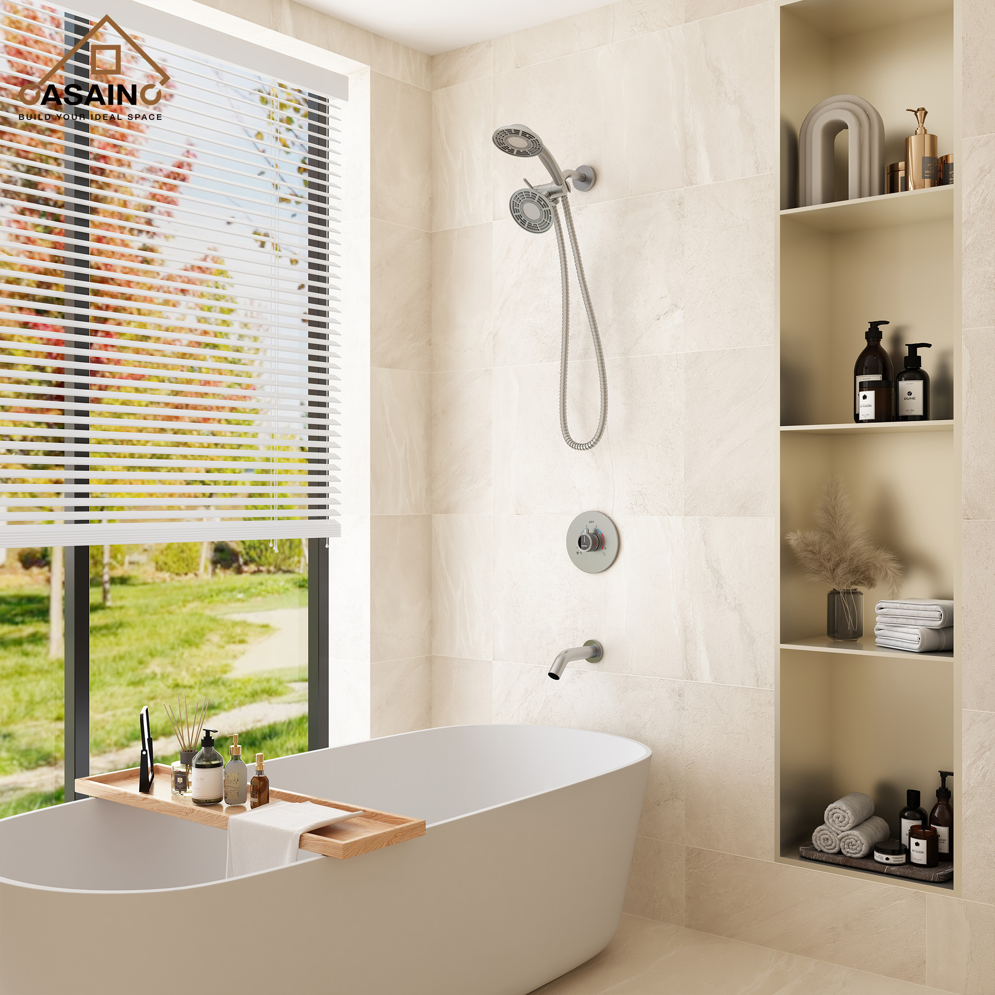 5-inch 3-Function Shower Faucet with Handheld & Tub Spout