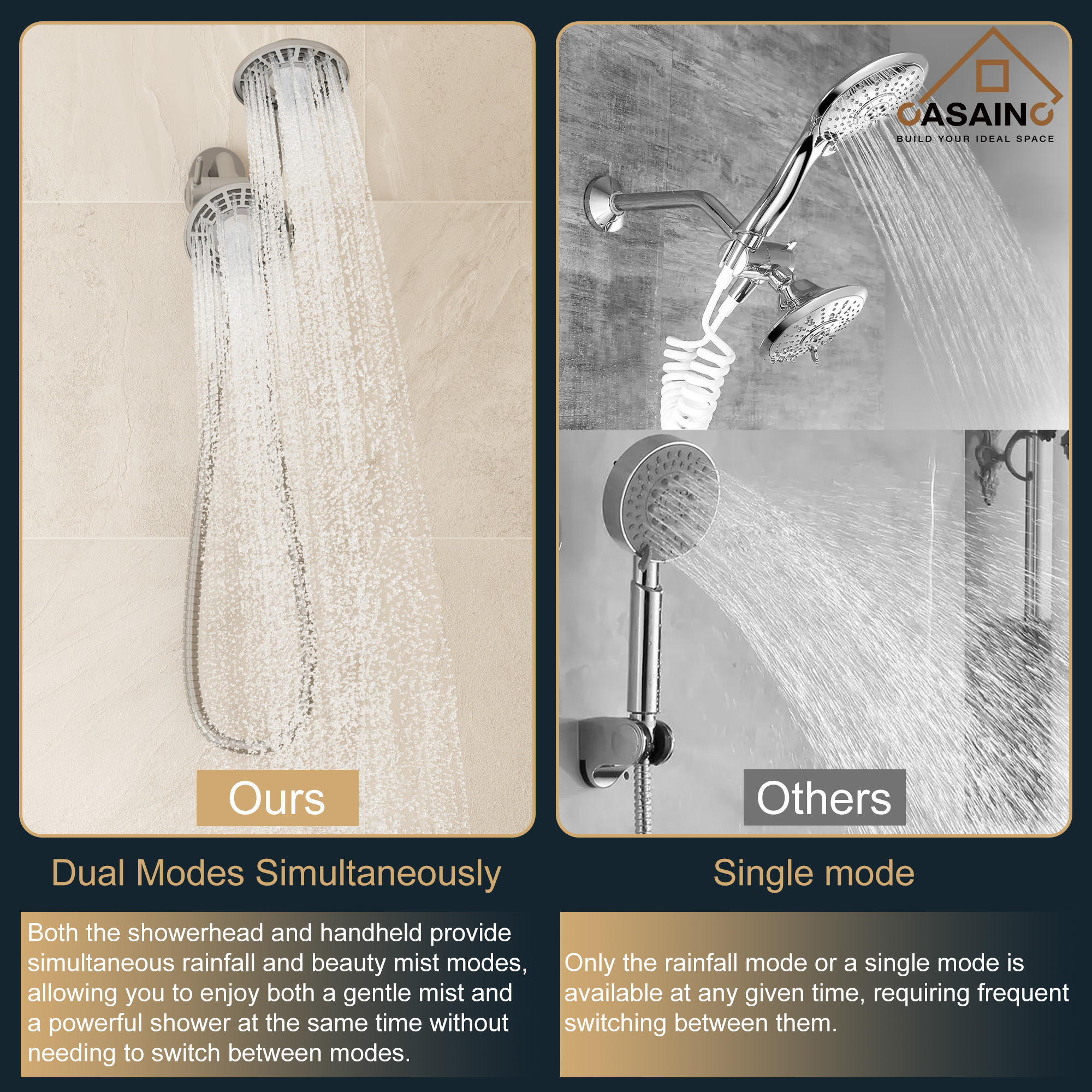 5-inch 3-Function Shower Faucet with Handheld & Tub Spout