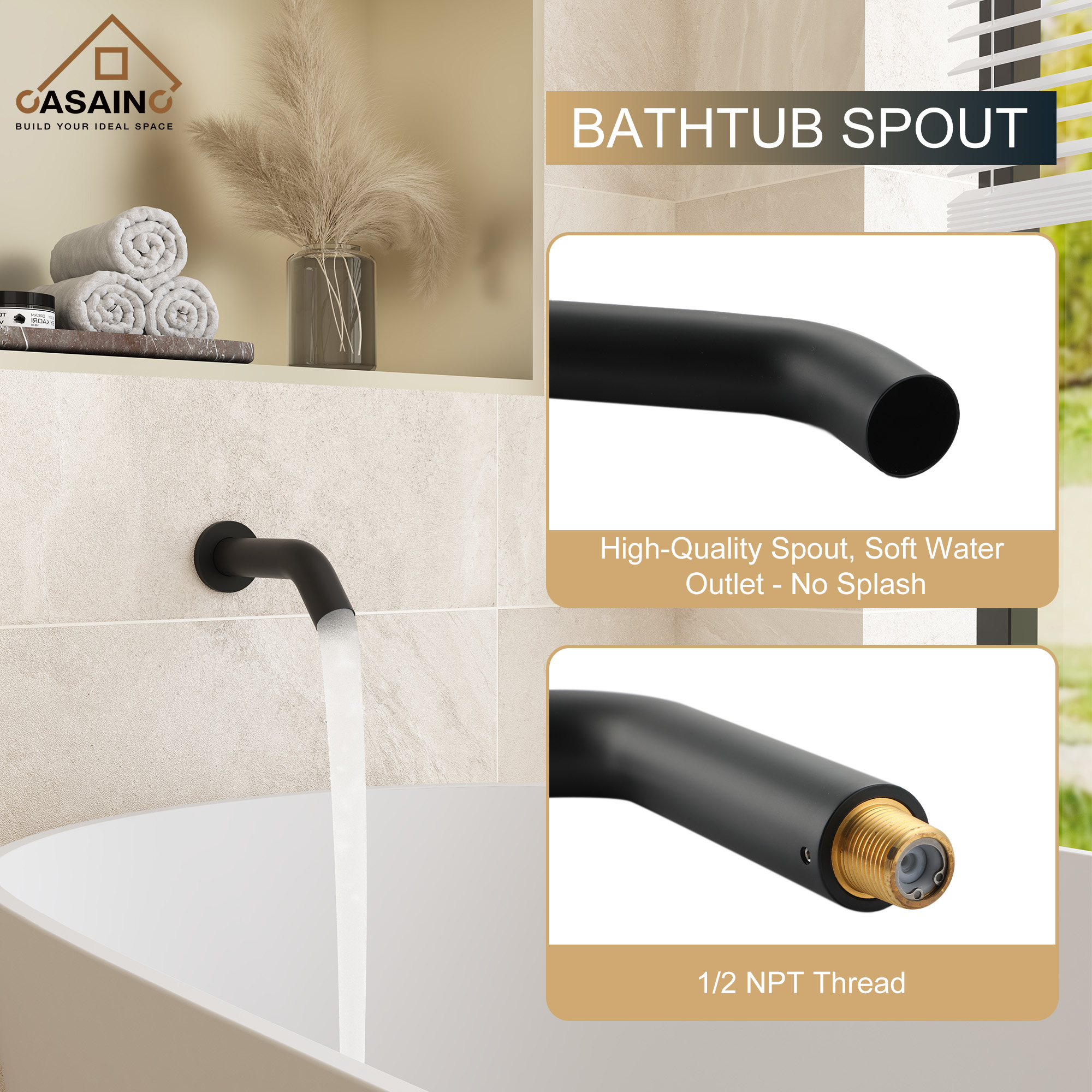 5-inch 3-Function Shower Faucet with Handheld & Tub Spout