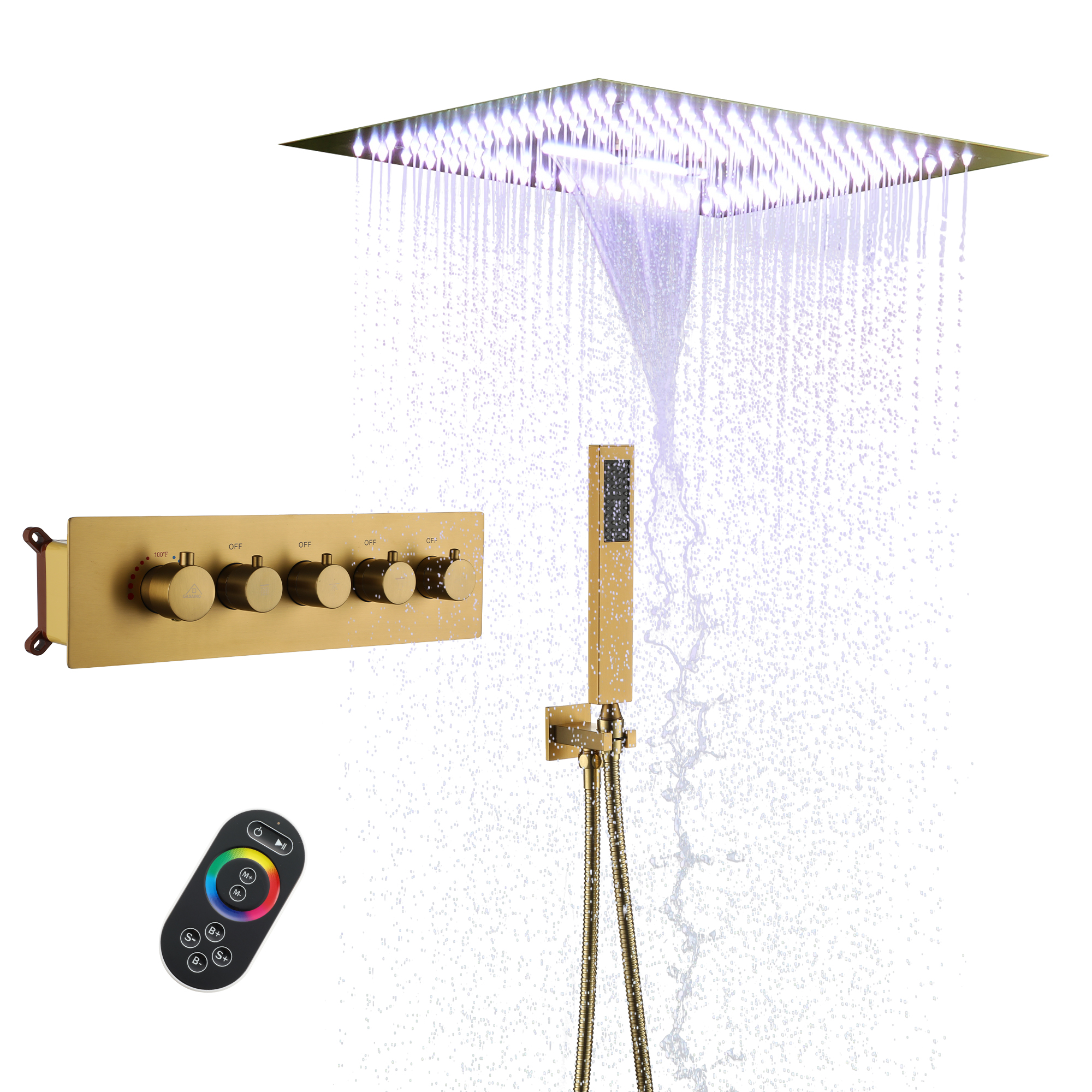 16" Luxury Shower System with Remote Control & 64 Color LED Lights