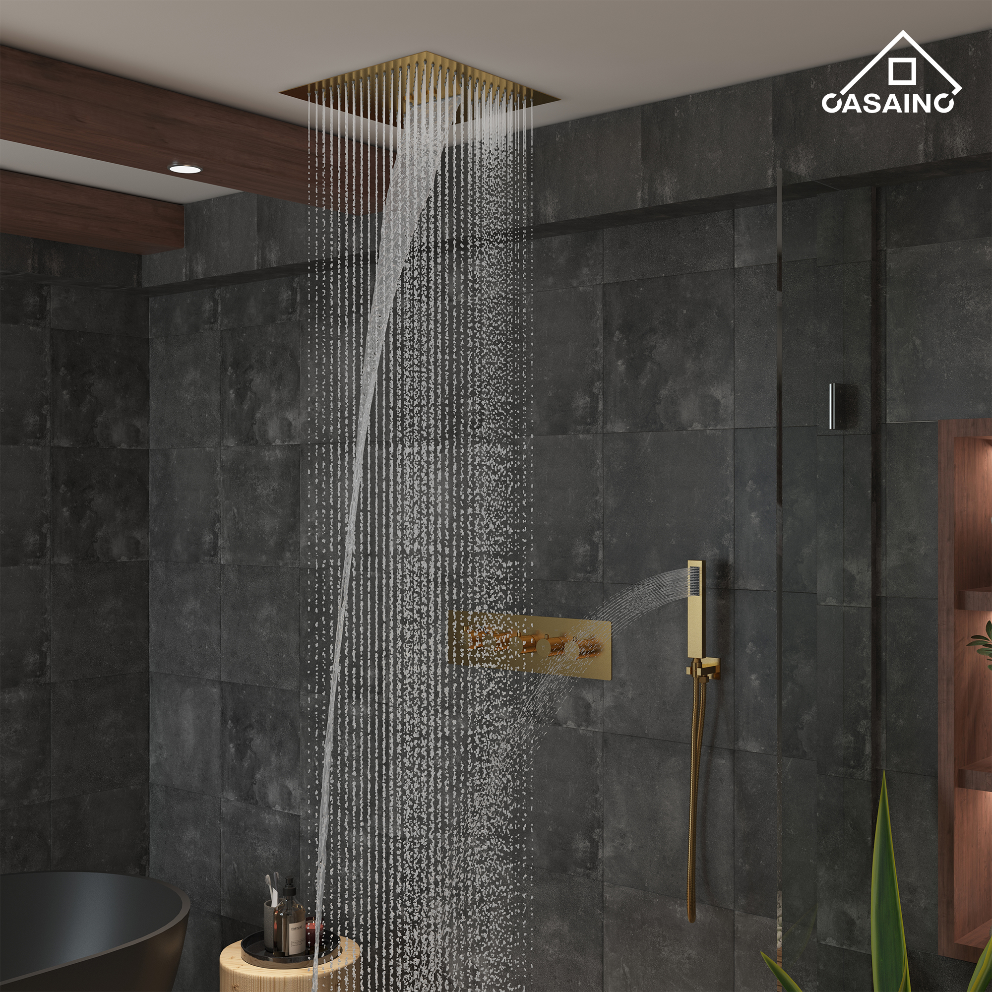16" Luxury Shower System with Remote Control & 64 Color LED Lights