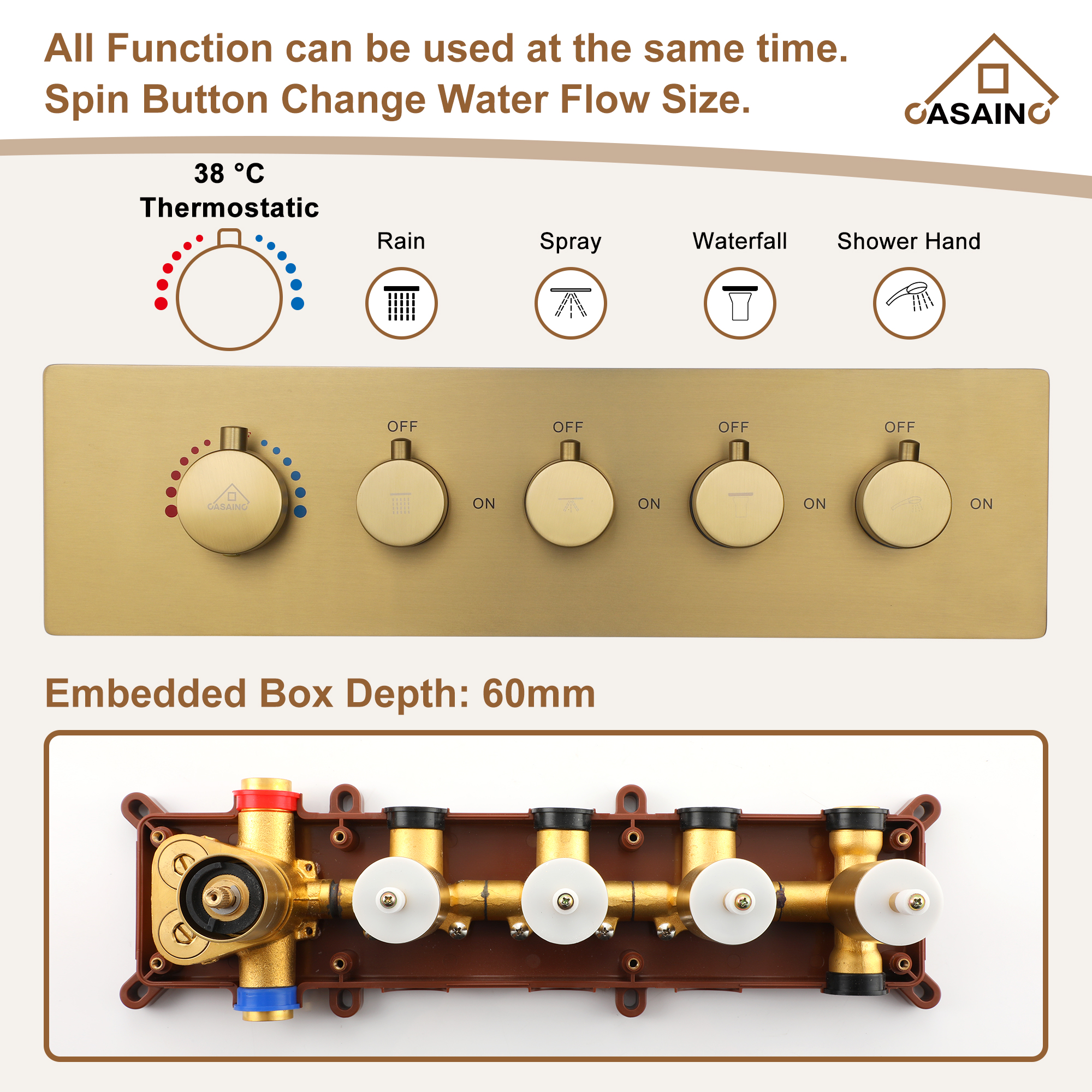 16" Luxury Shower System with Remote Control & 64 Color LED Lights