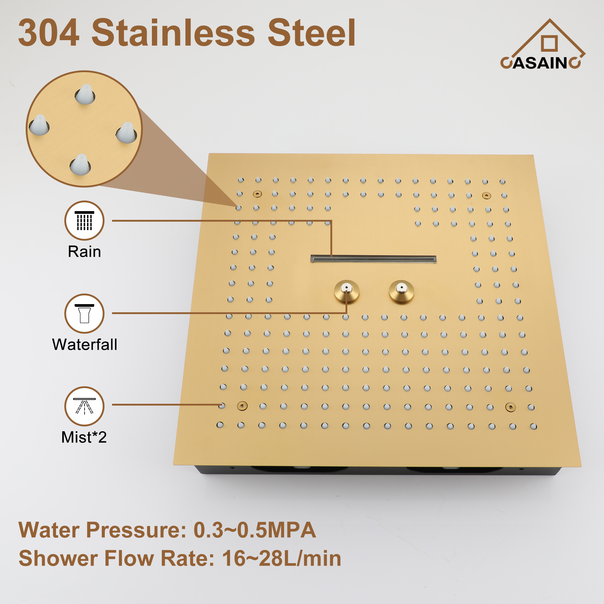 16" Luxury Shower System with Remote Control & 64 Color LED Lights